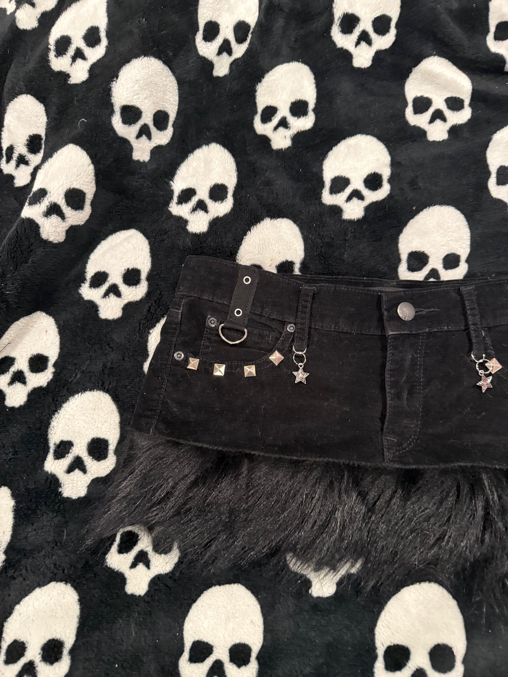 black fur studded skirt size s
