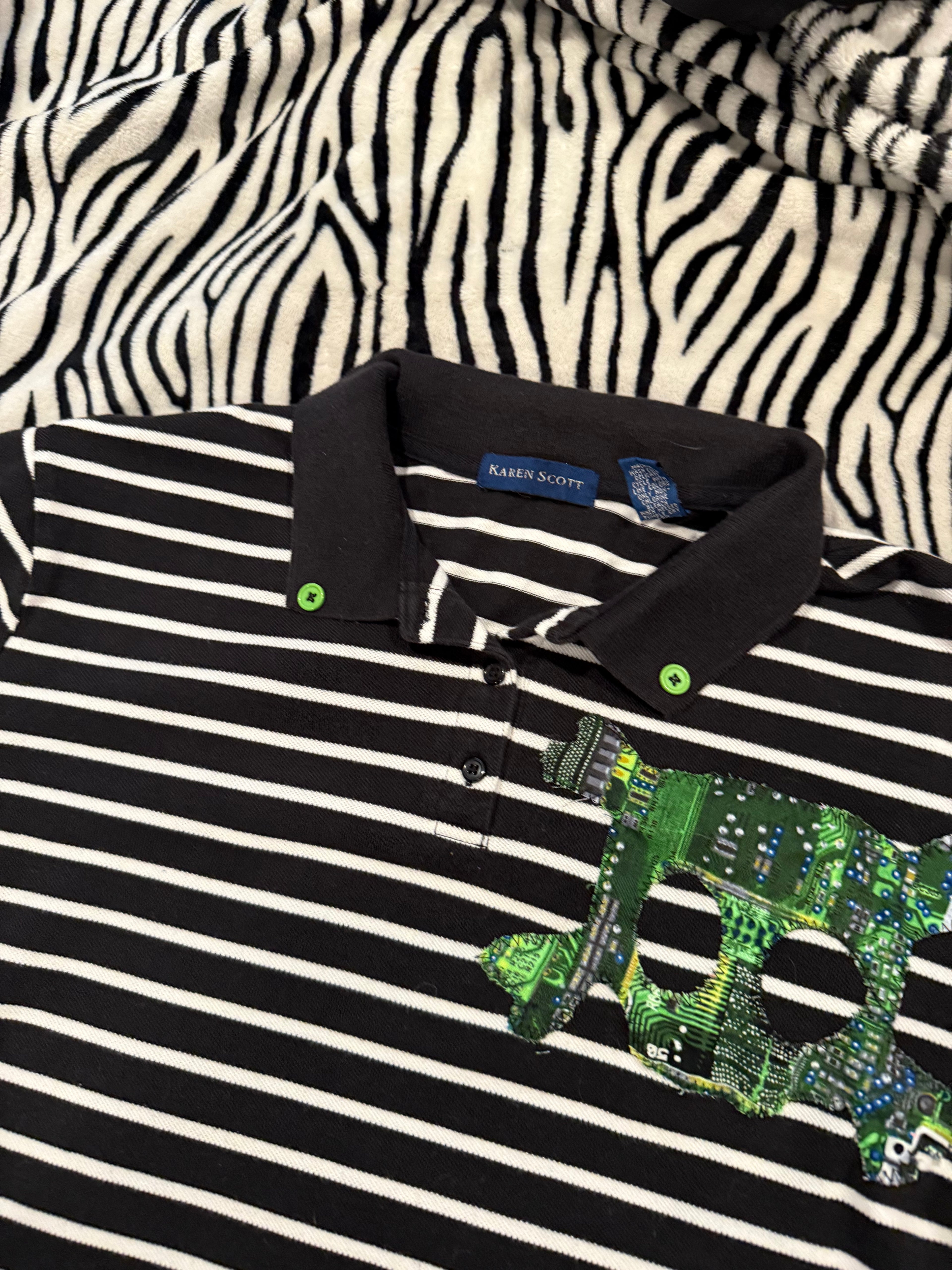 striped circuit board polo size xl