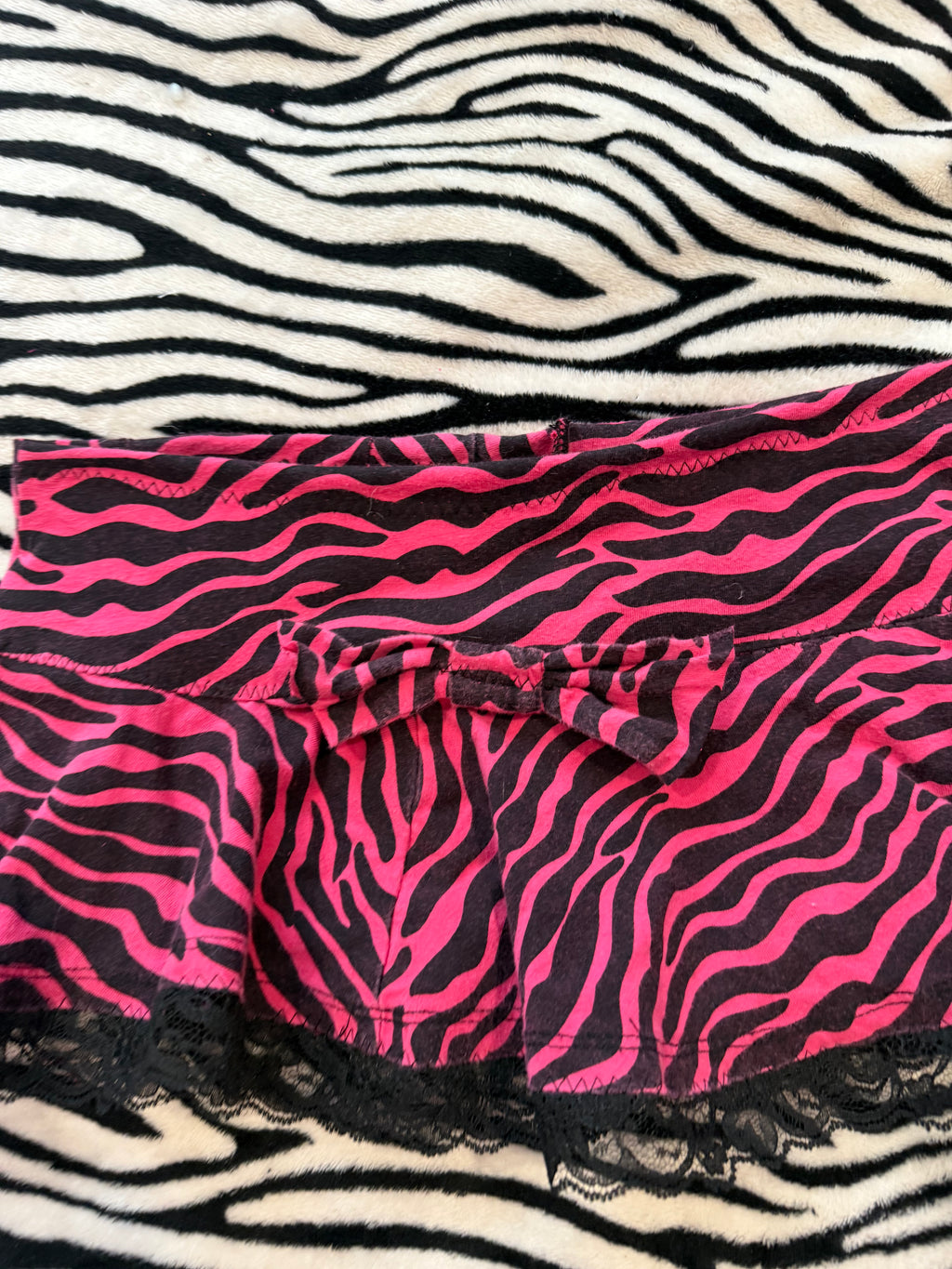 pink & black zebra bow skirt size xxs