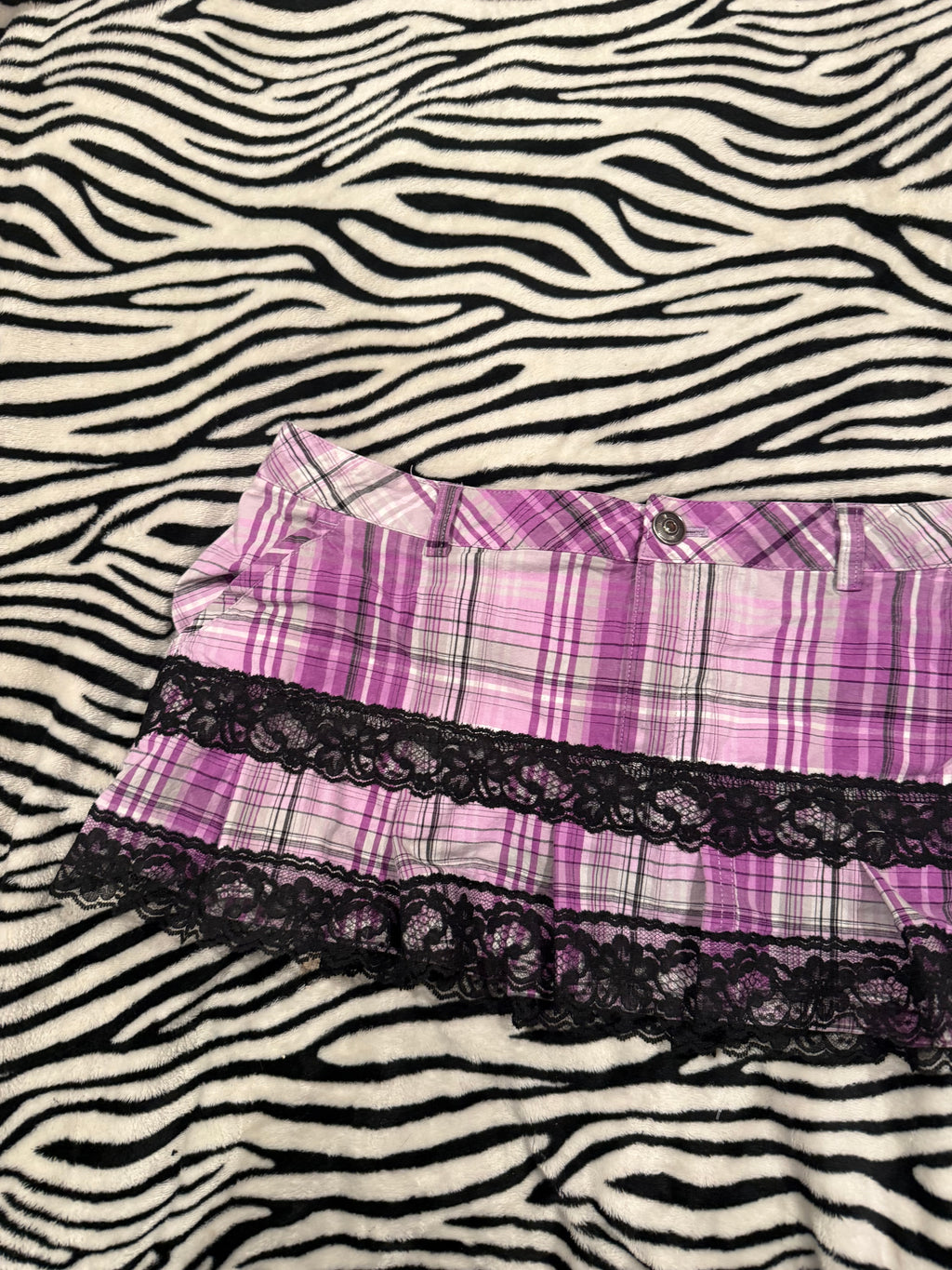 purple plaid lace skirt size L
