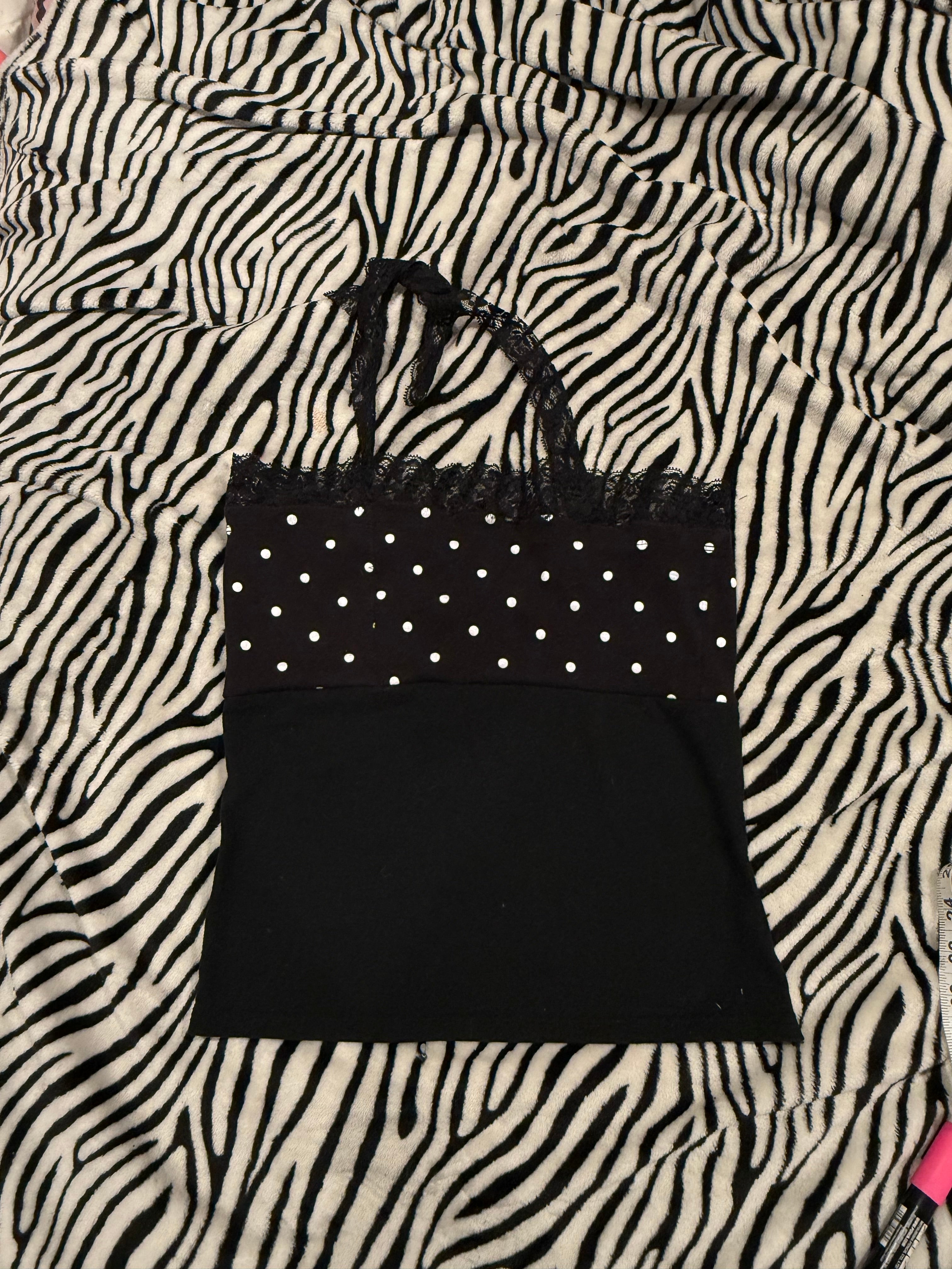 polka dot lace skull halter top size xs/s