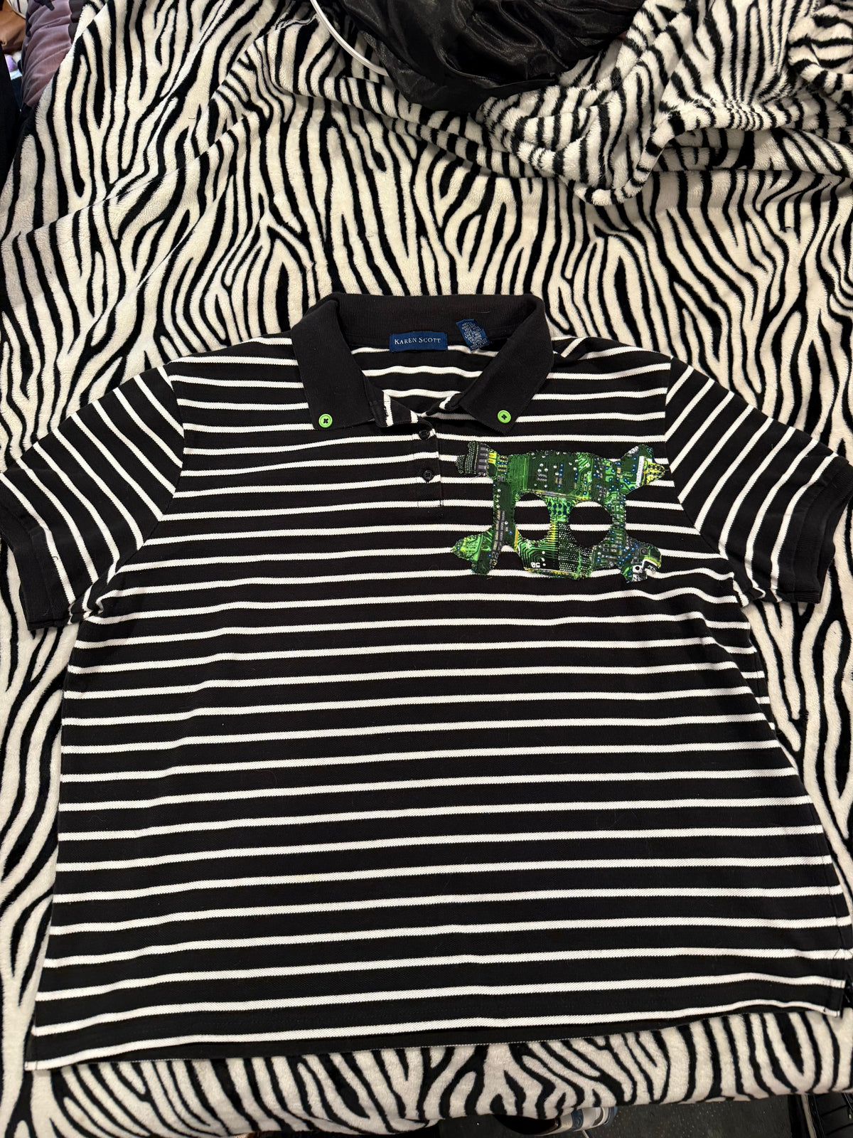 striped circuit board polo size xl