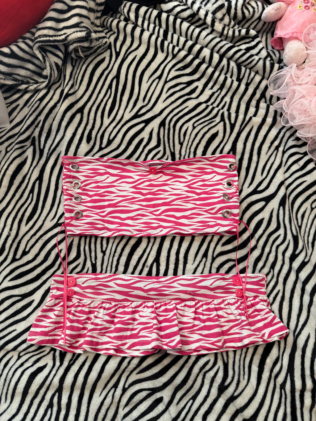 pink & white zebra set size s