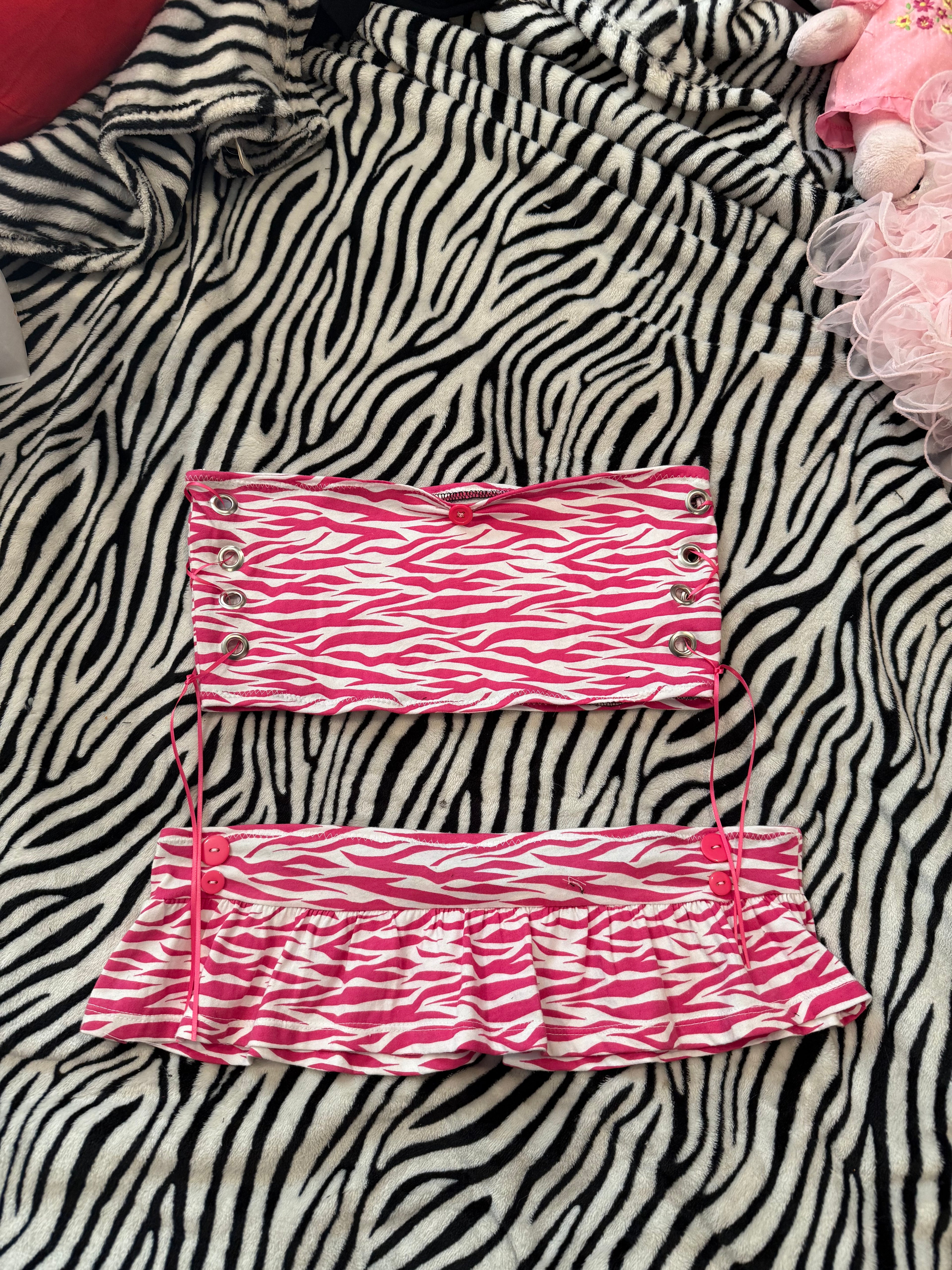 pink & white zebra set size s