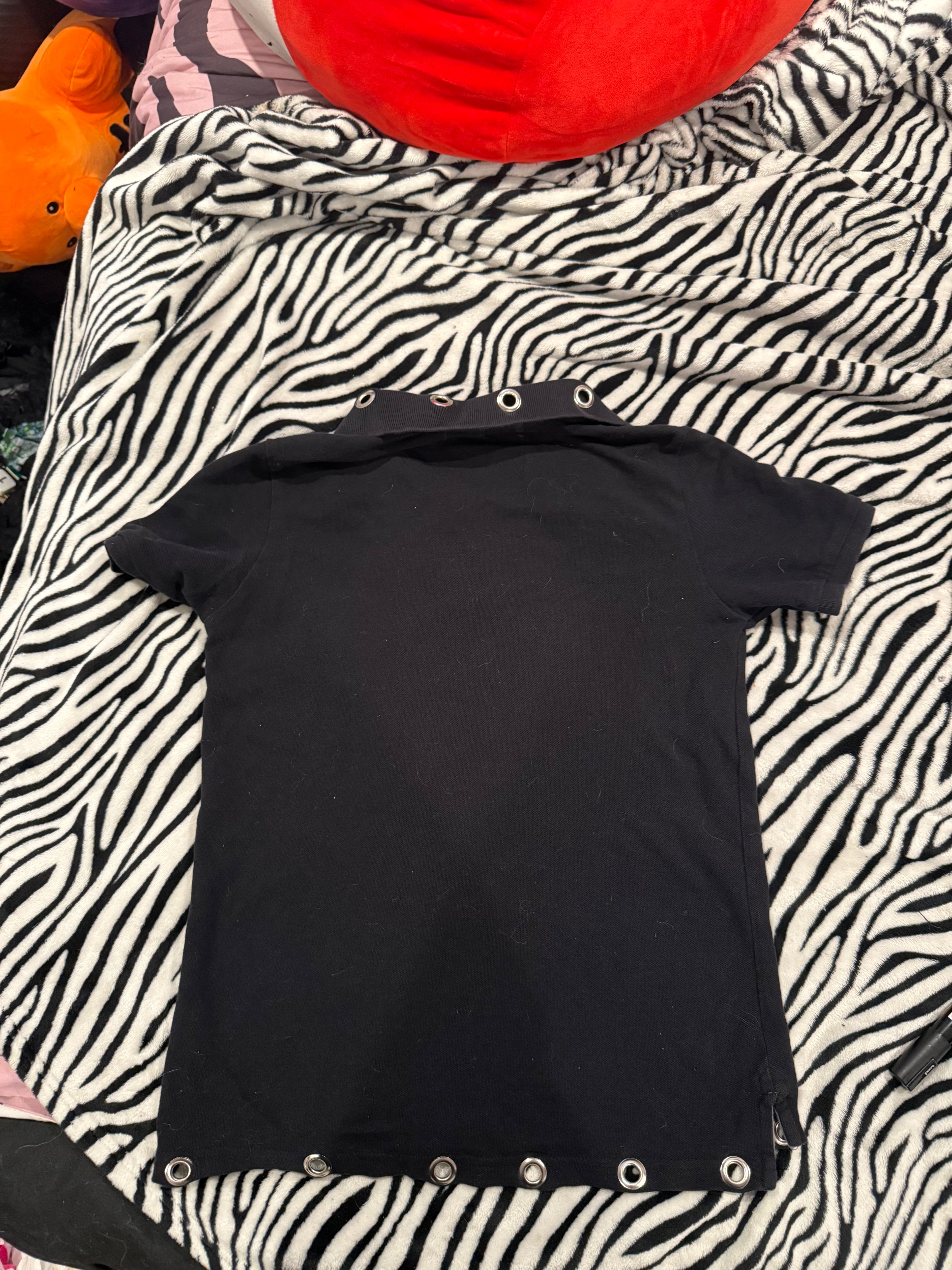 pink & white zebra skull polo size s/m