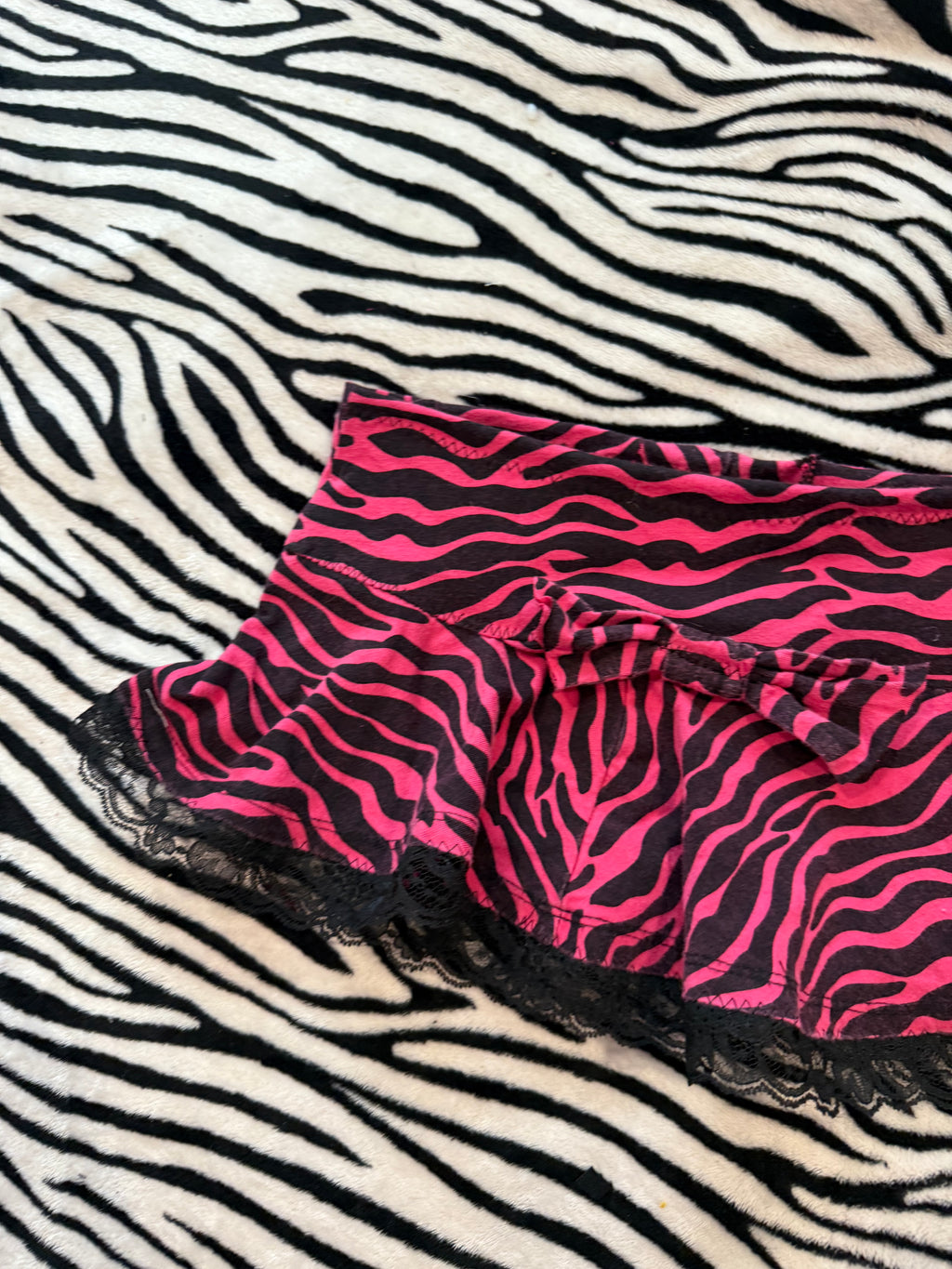 pink & black zebra bow skirt size xxs