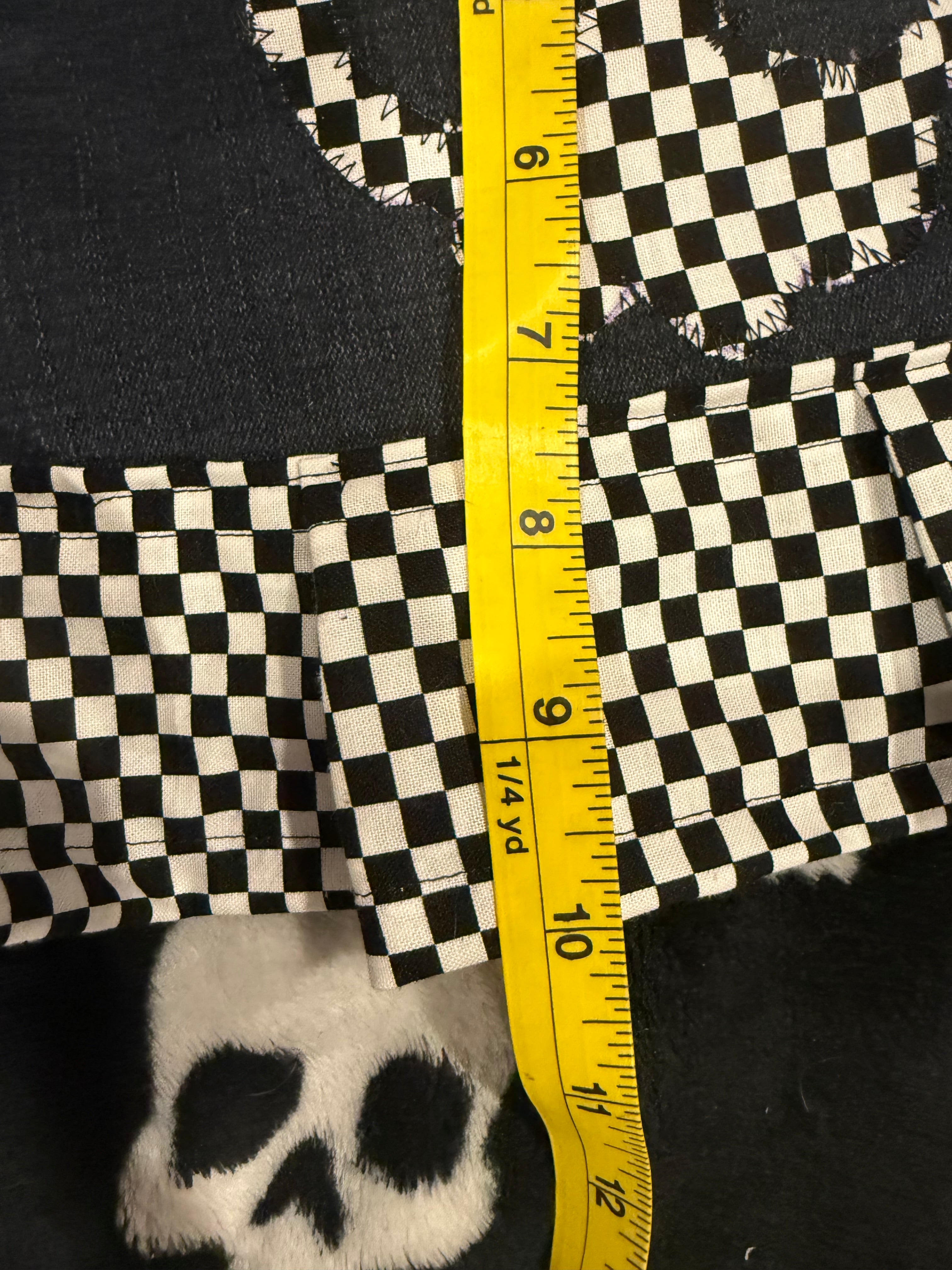 black & white checkered skull skirt size m/l