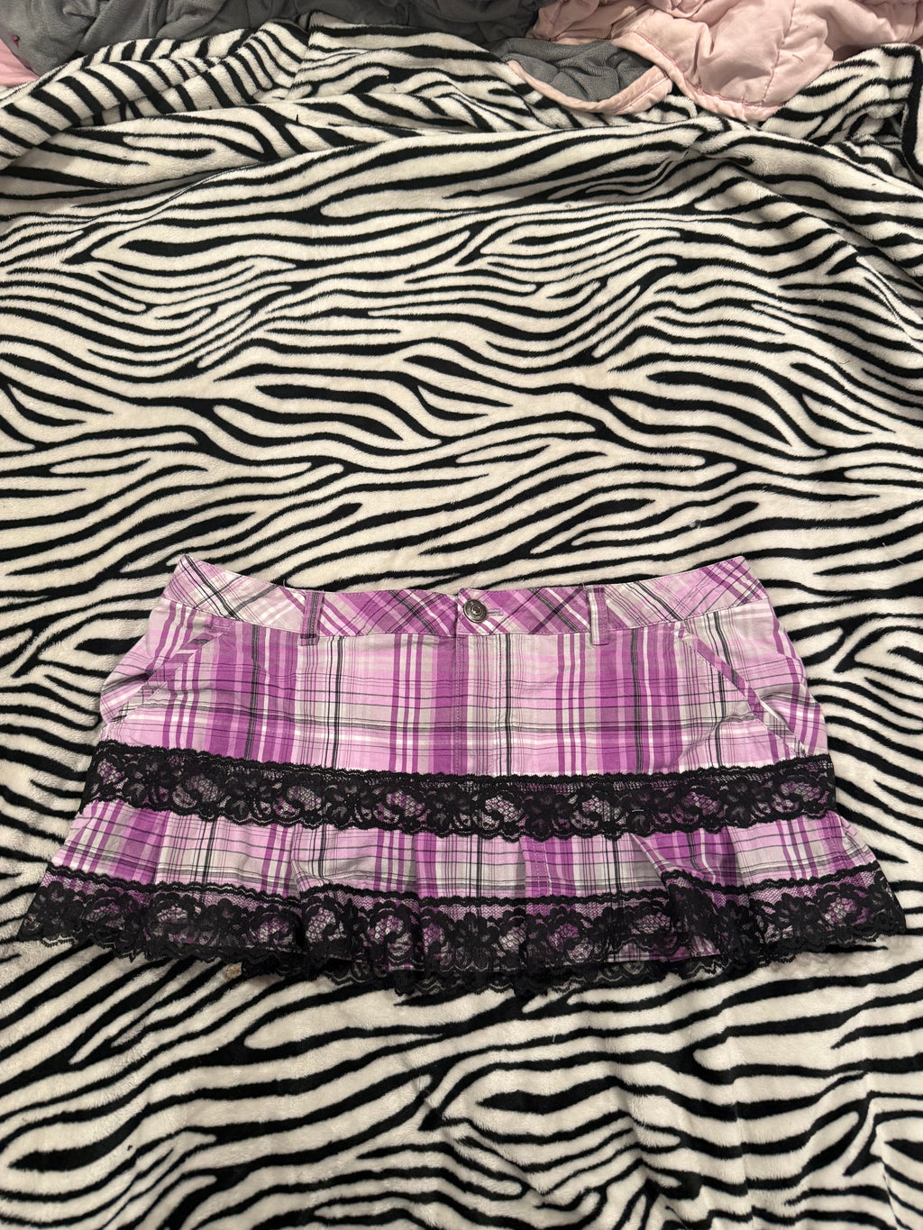 purple plaid lace skirt size L