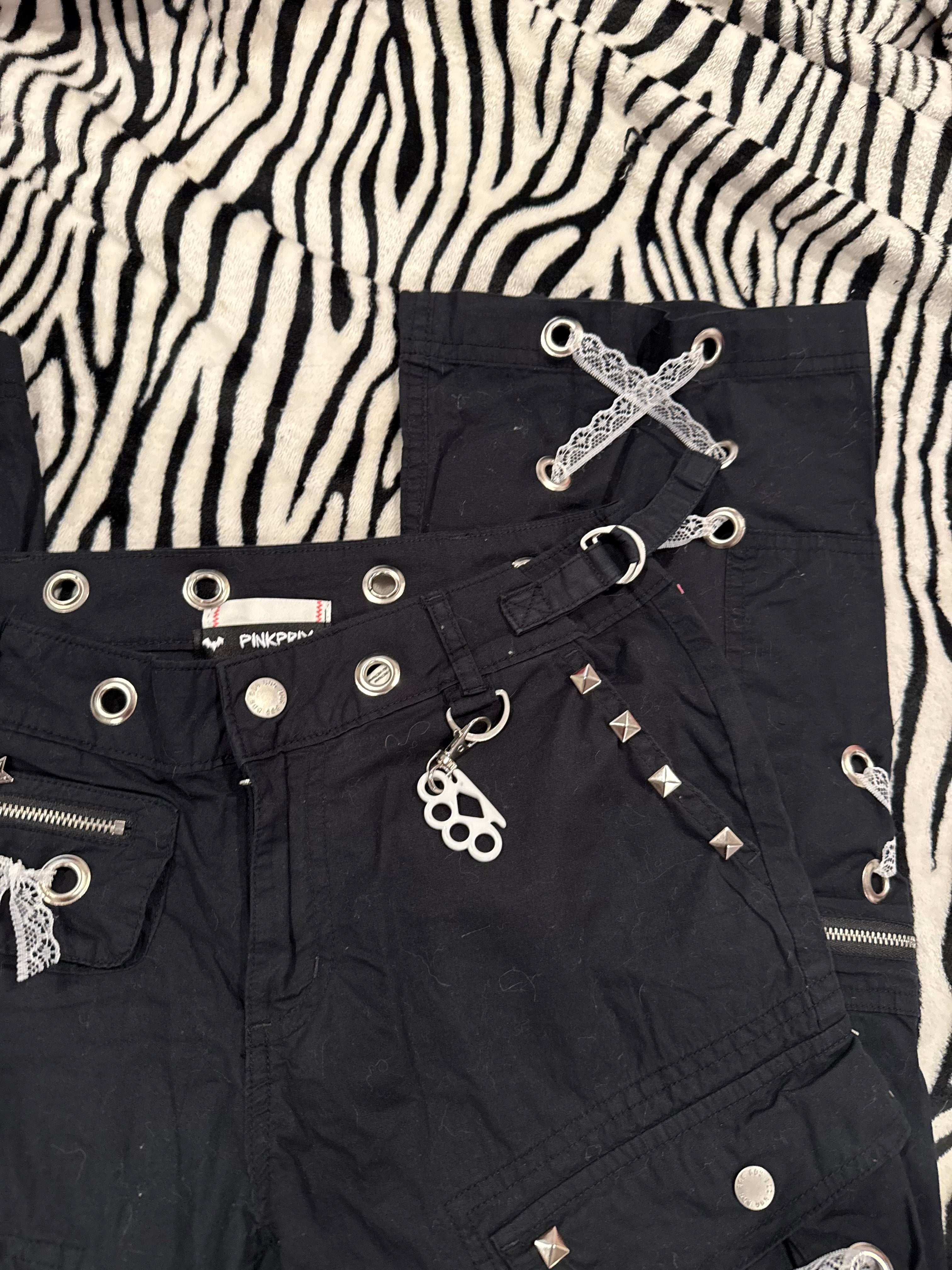 black & white lace up pants size xs