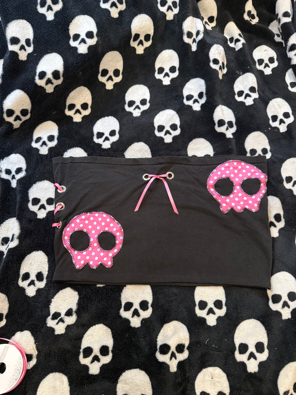 pink & white skull tube top size 2xl