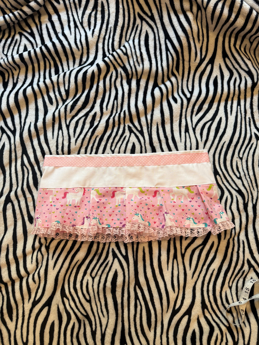 pink & white unicorn lace up skirt size L