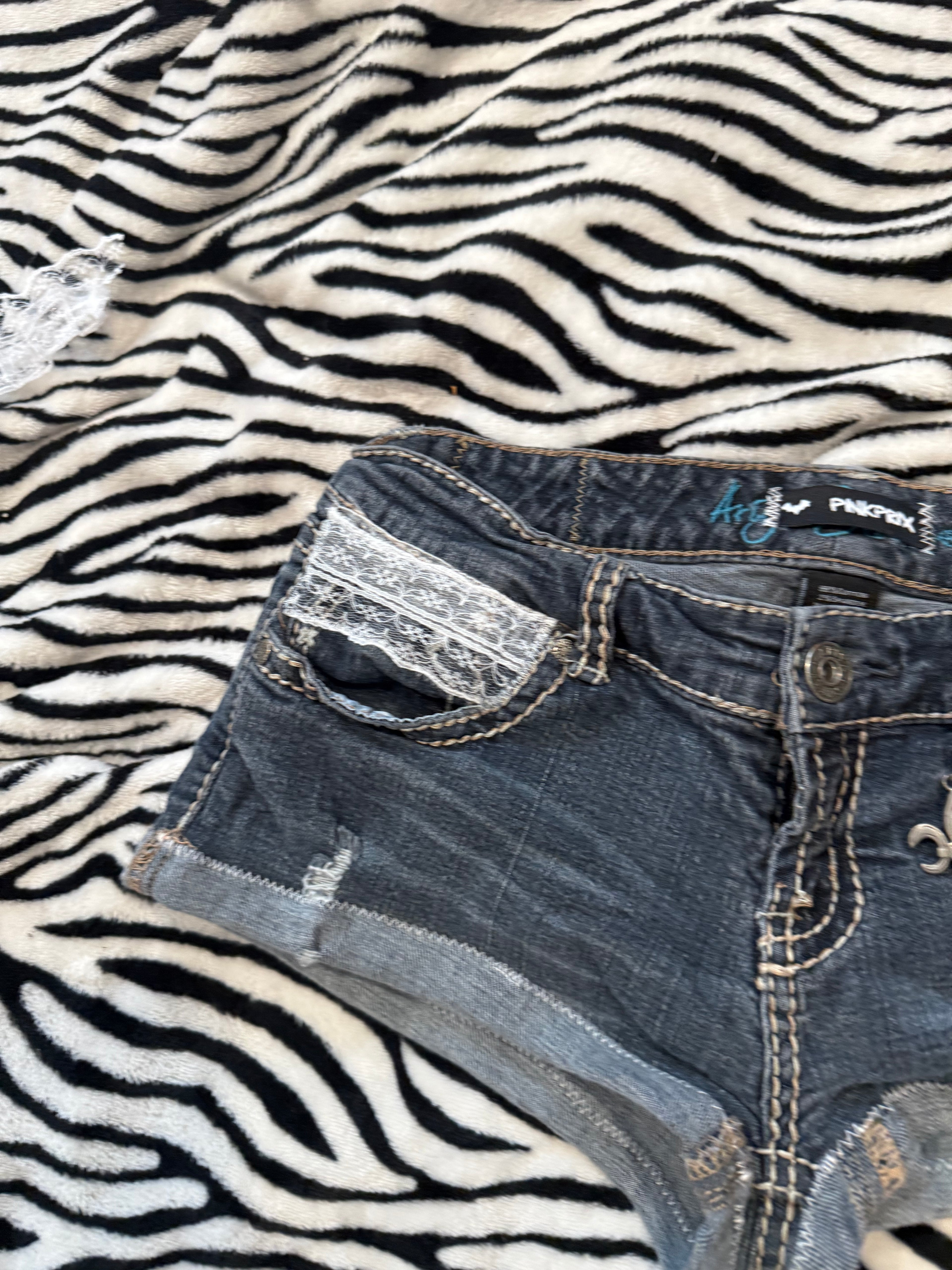 denim lace shorts size xs