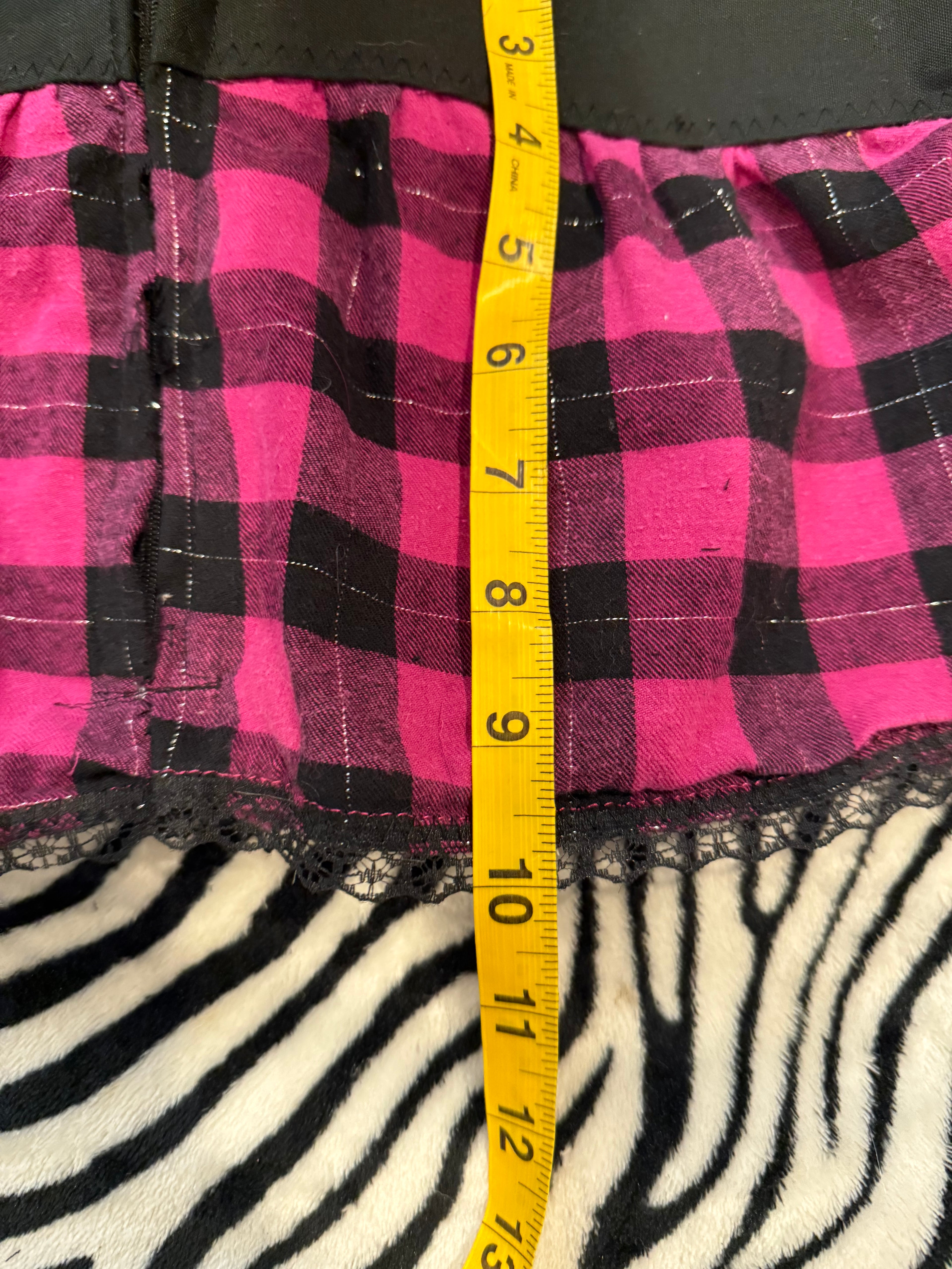 pink & black plaid rave size xxs