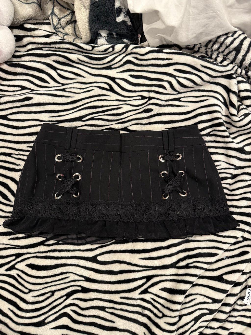 pinstripe lace up mini skirt size m