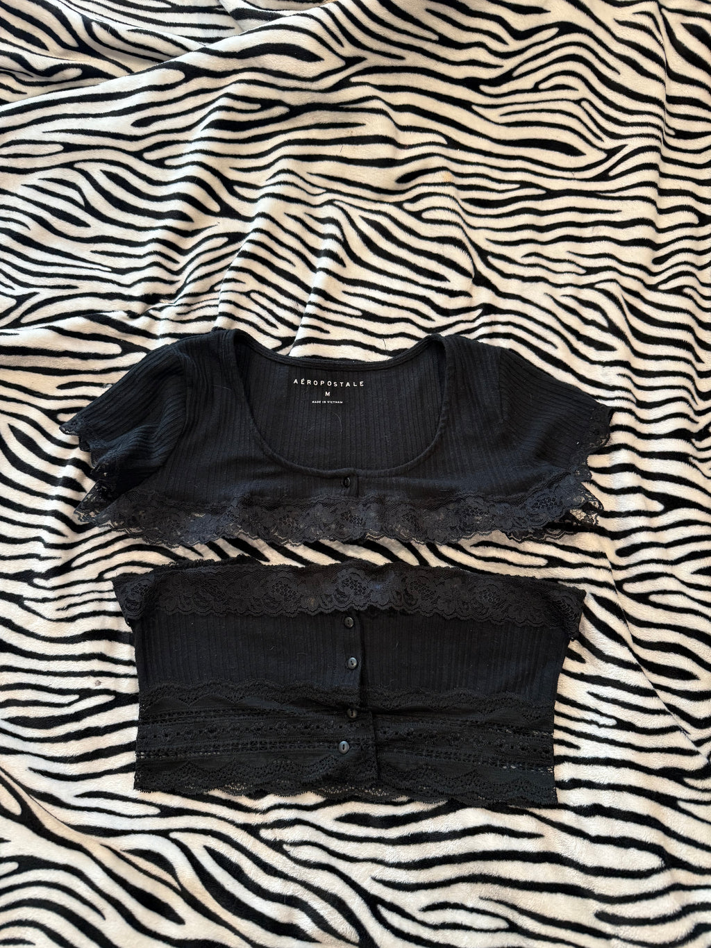 lace tube top& micro cardigan set size m