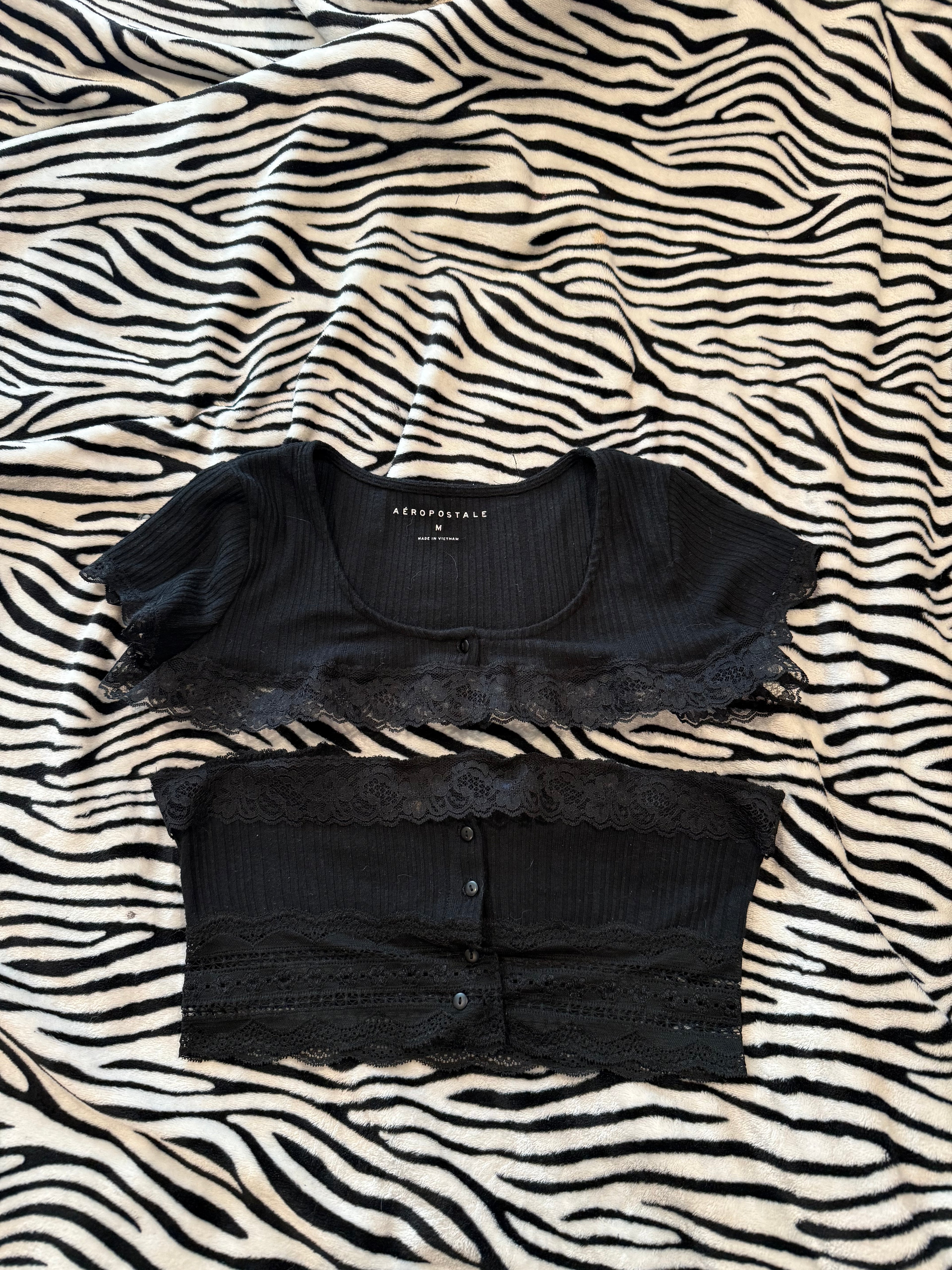 lace tube top& micro cardigan set size m