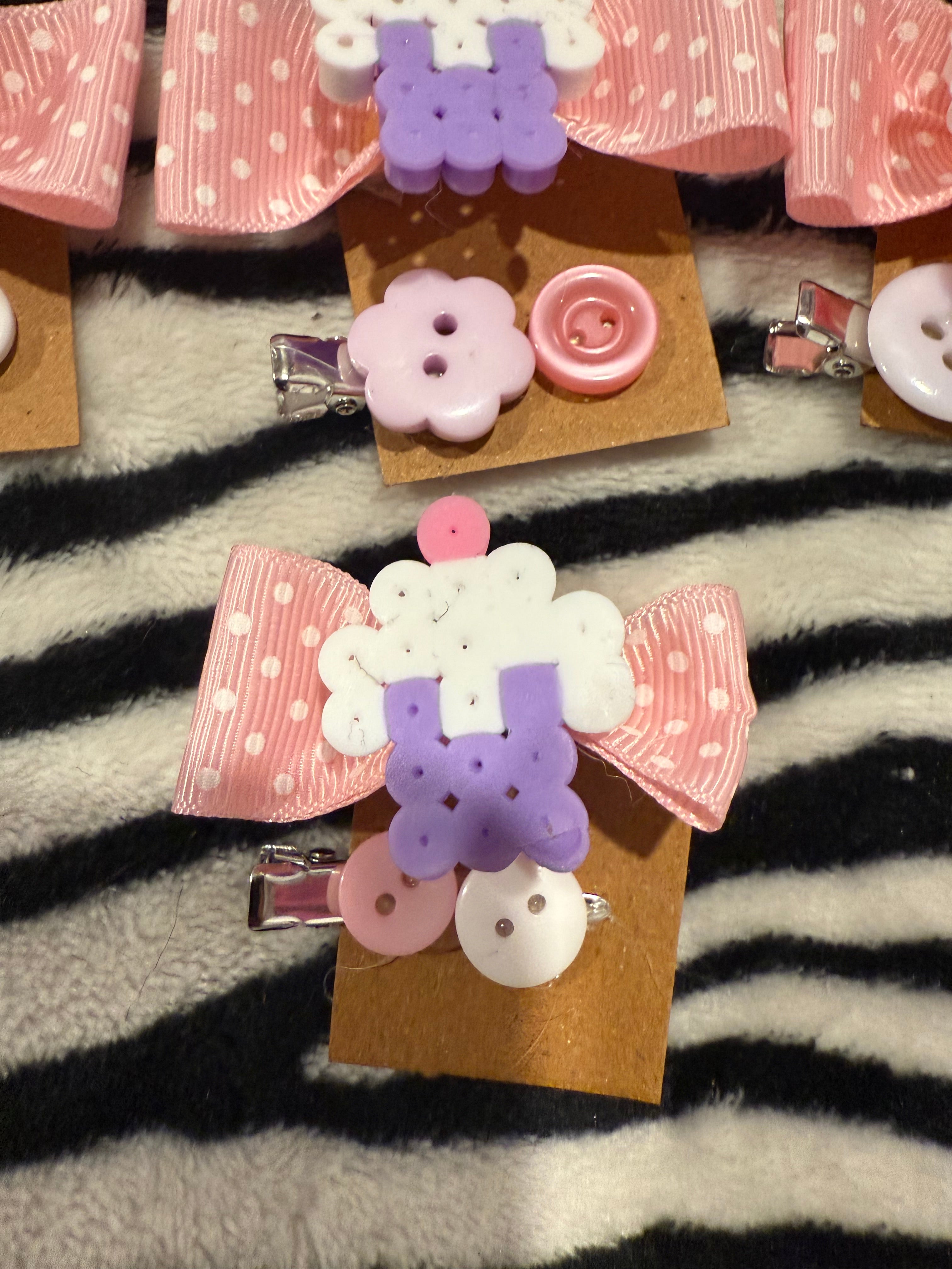 *flawed* polka dot perler hairclips