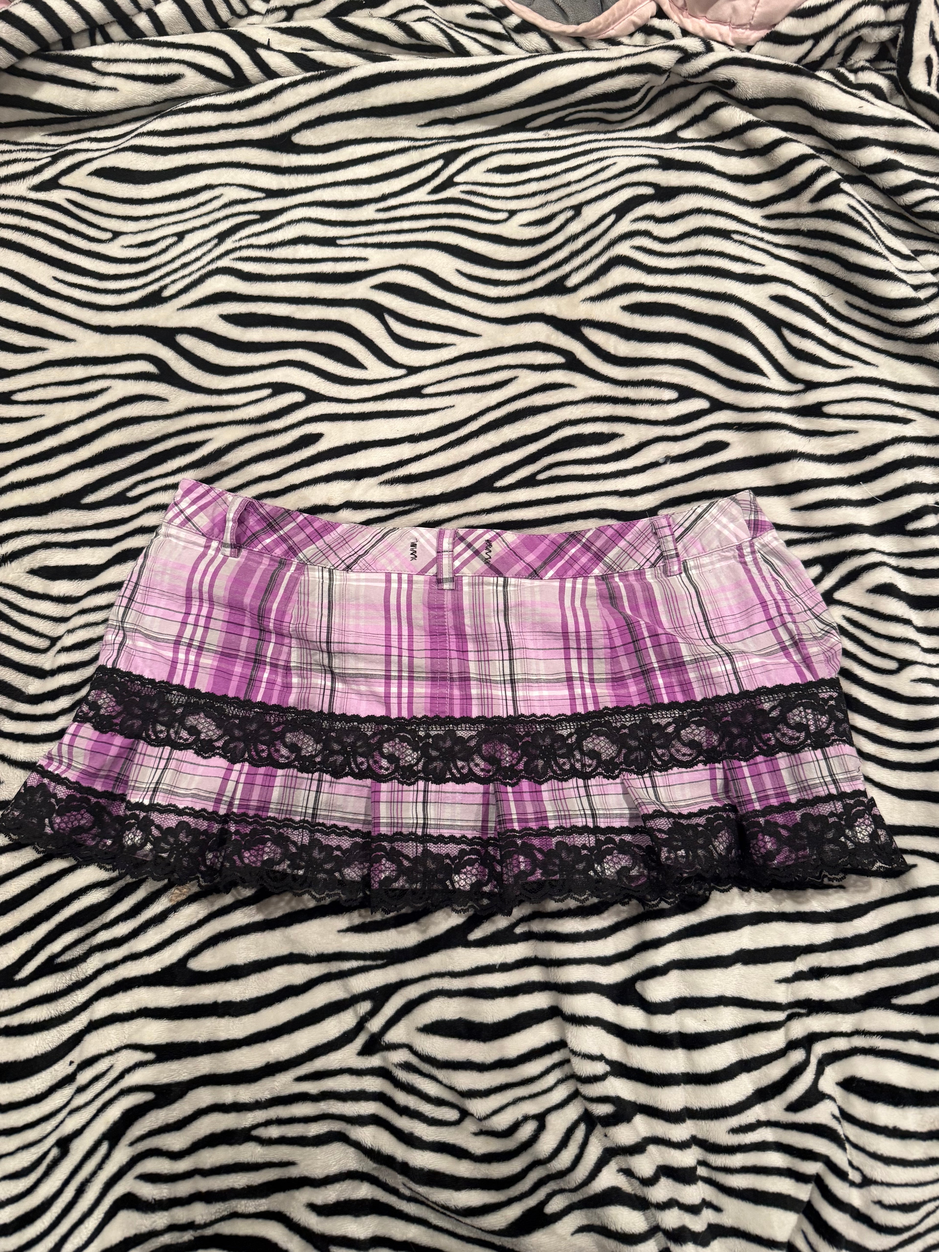 purple plaid lace skirt size L