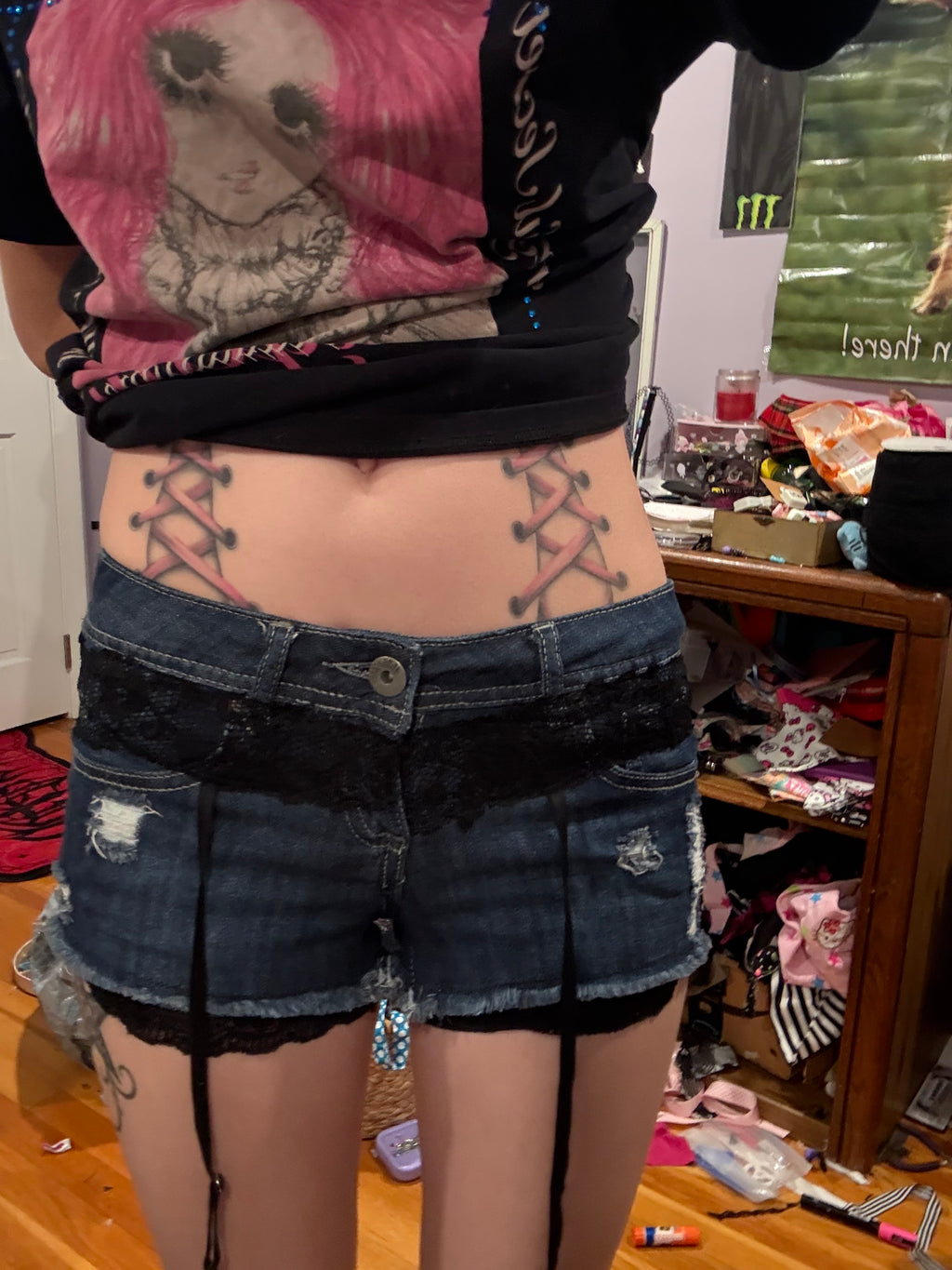 garter lace shorts size xs