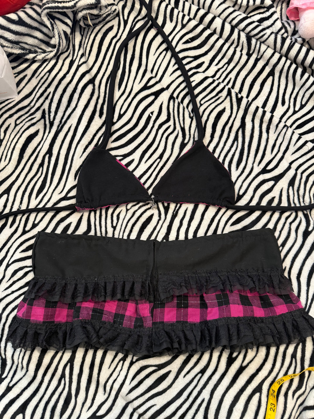 pink & black rave set size L