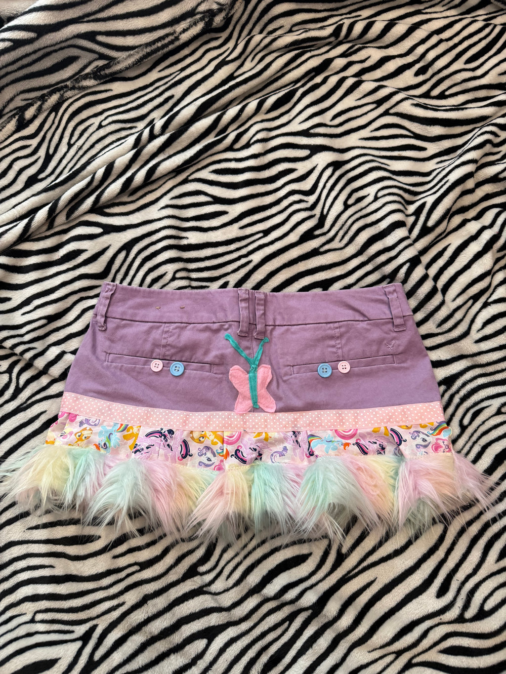 mlp fur trim button skirt size s