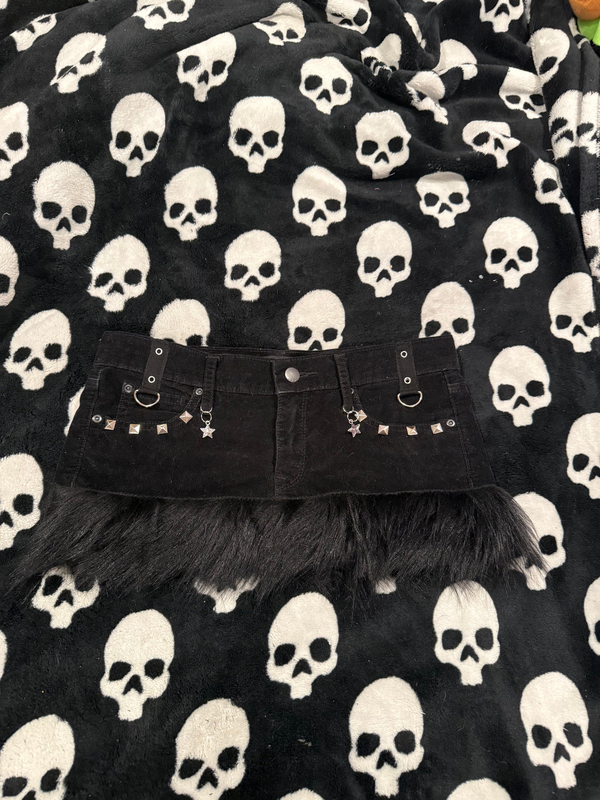 black fur studded skirt size s