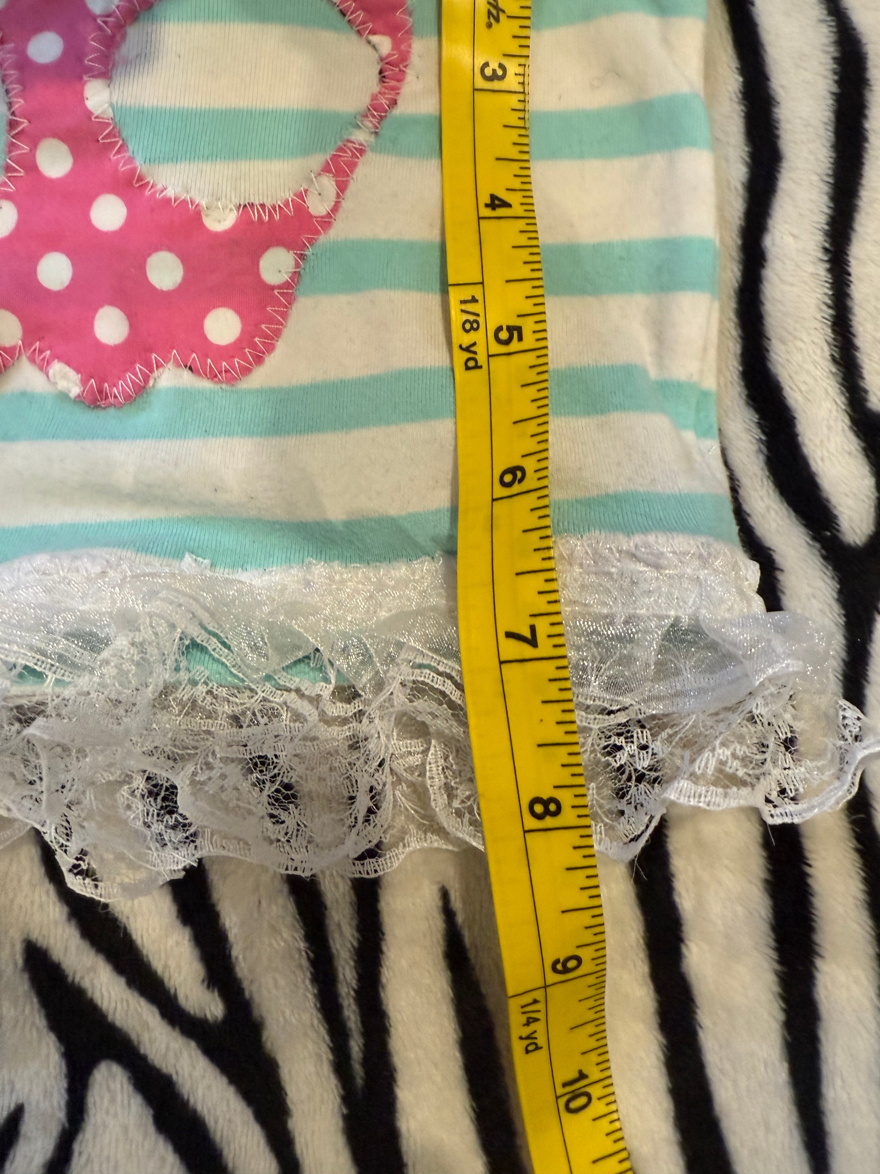 teal & white polka dot lace tube top size s