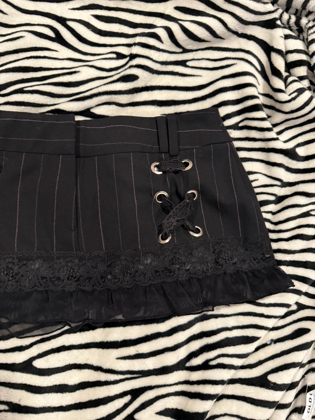 pinstripe lace up mini skirt size m