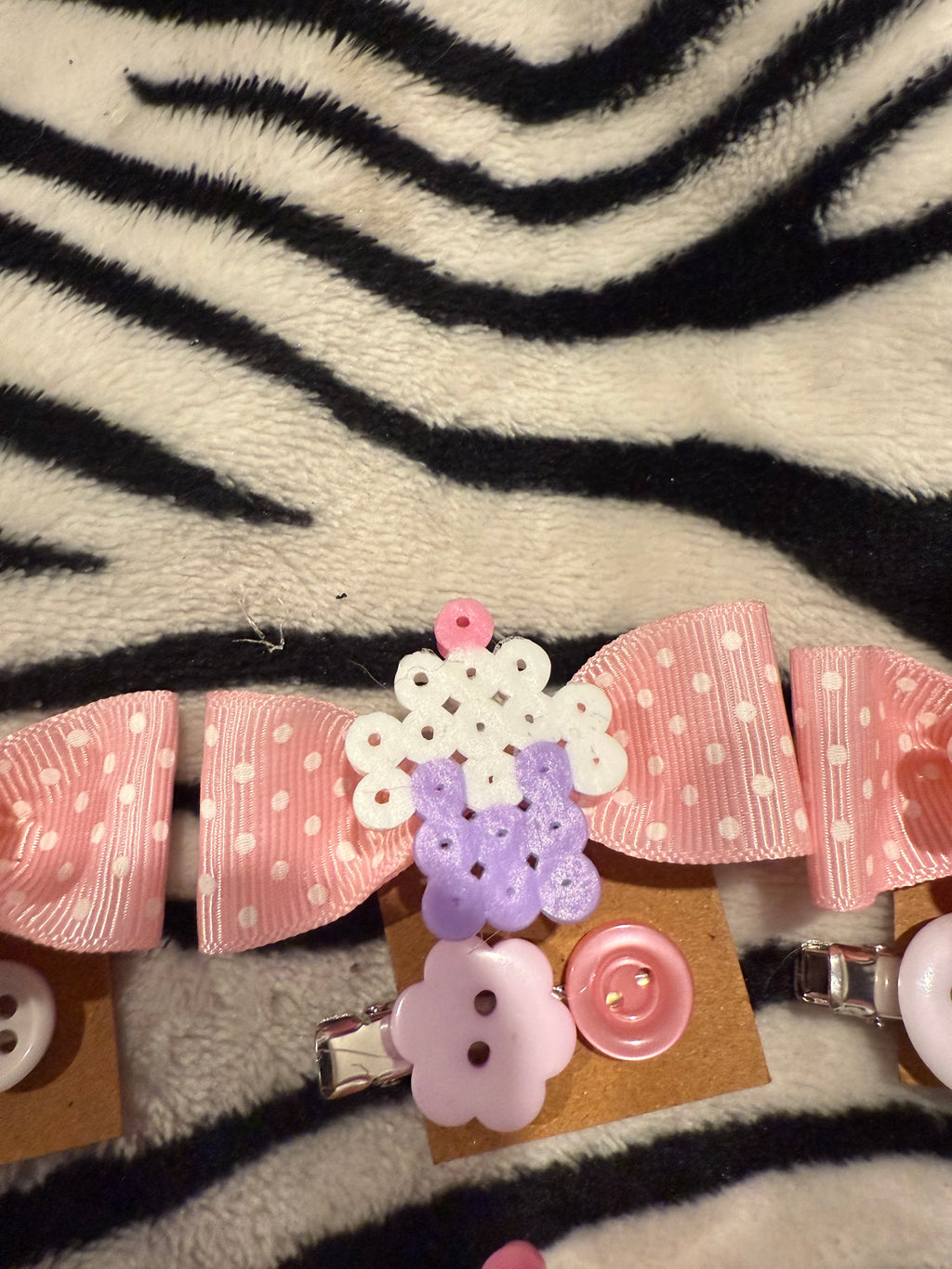 *flawed* polka dot perler hairclips