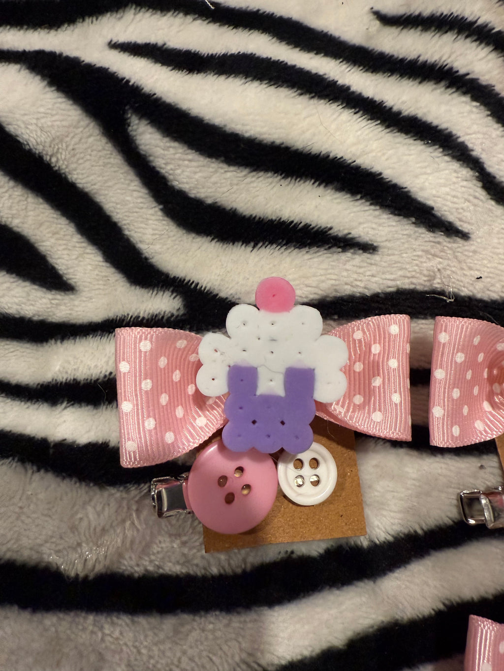 *flawed* polka dot perler hairclips