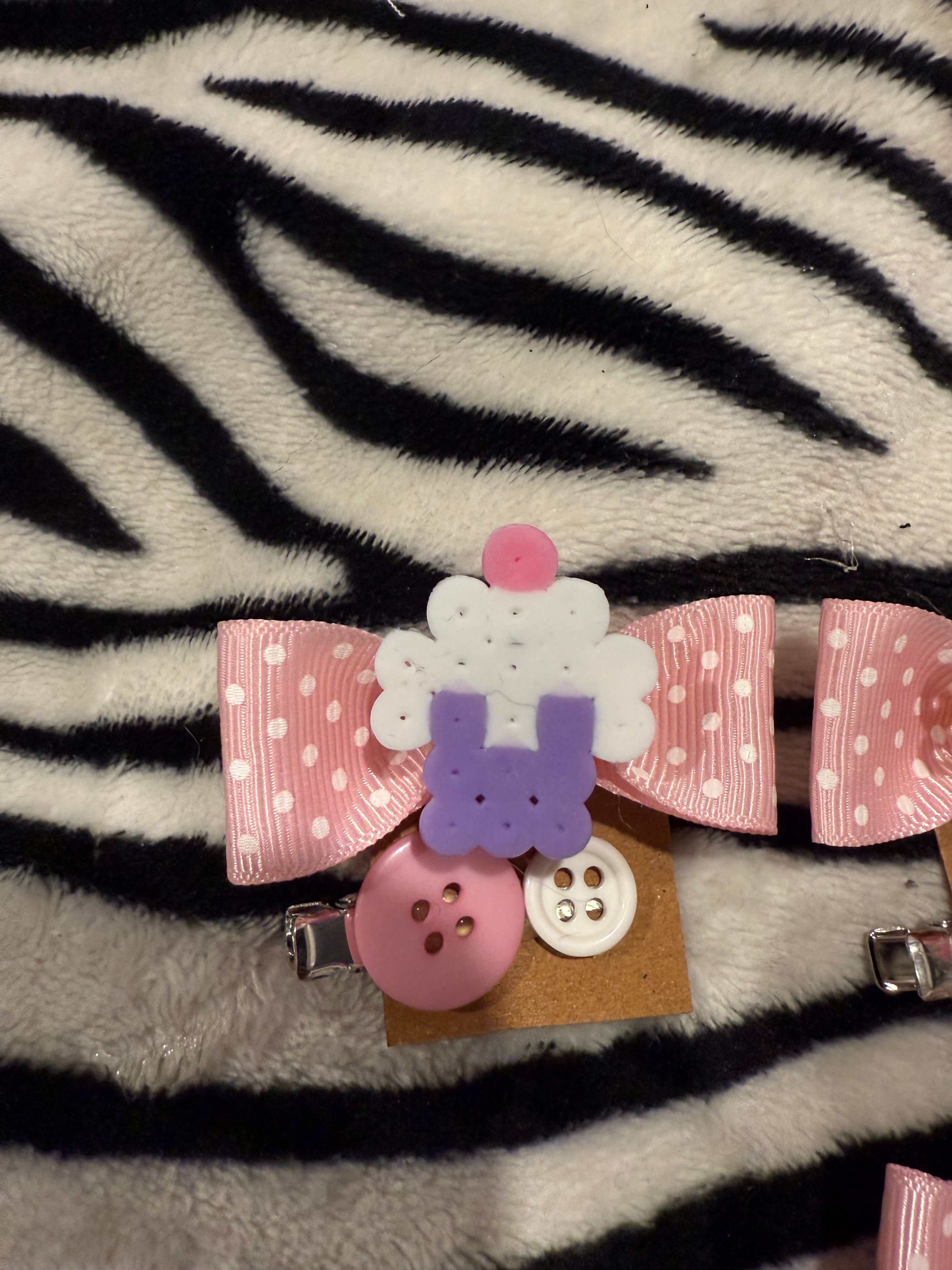 *flawed* polka dot perler hairclips