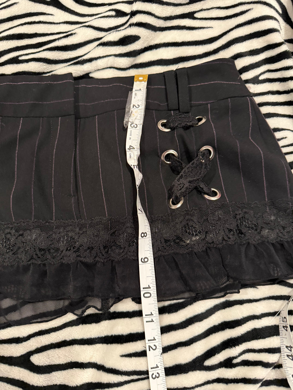 pinstripe lace up mini skirt size m
