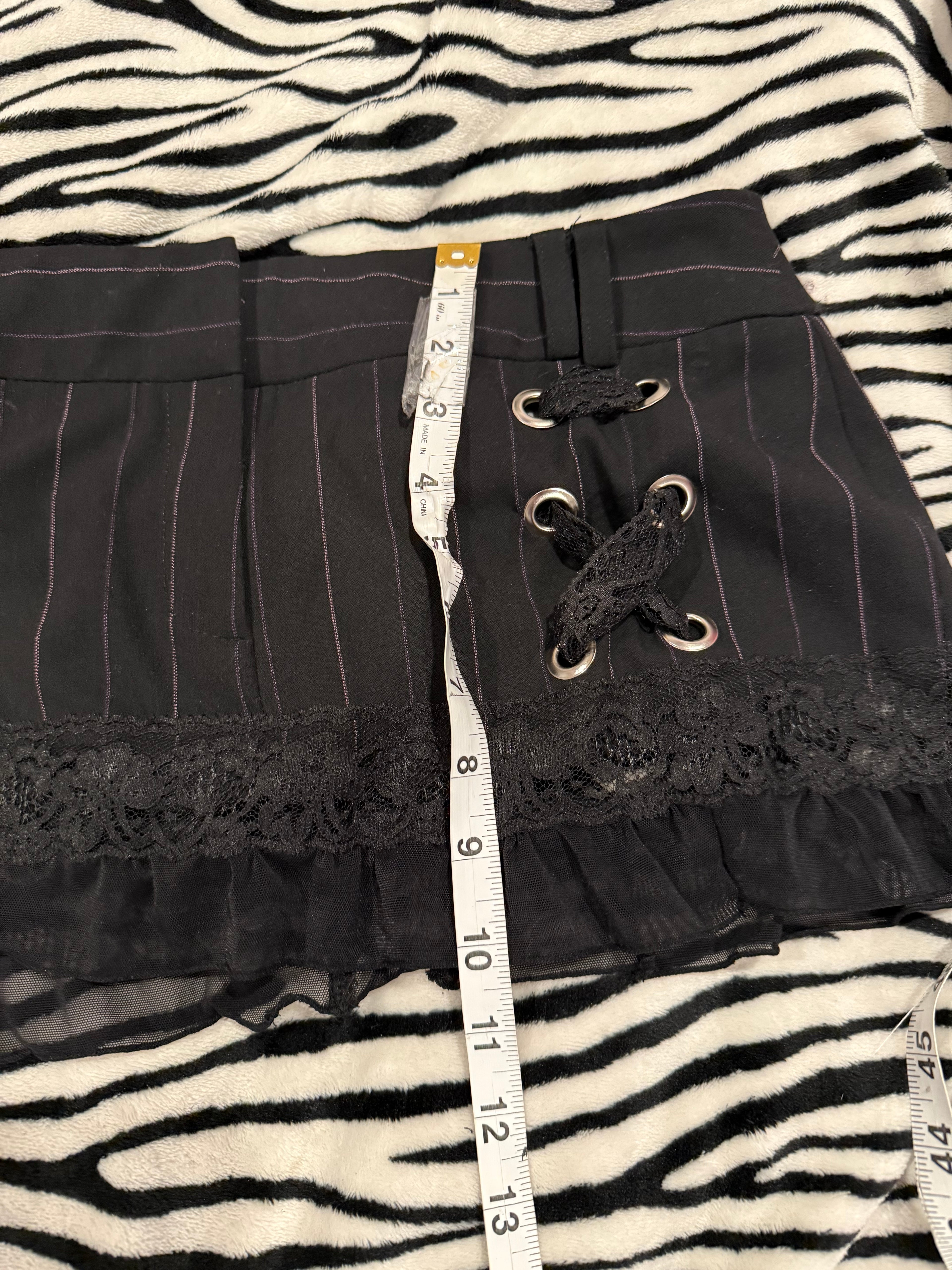 pinstripe lace up mini skirt size m