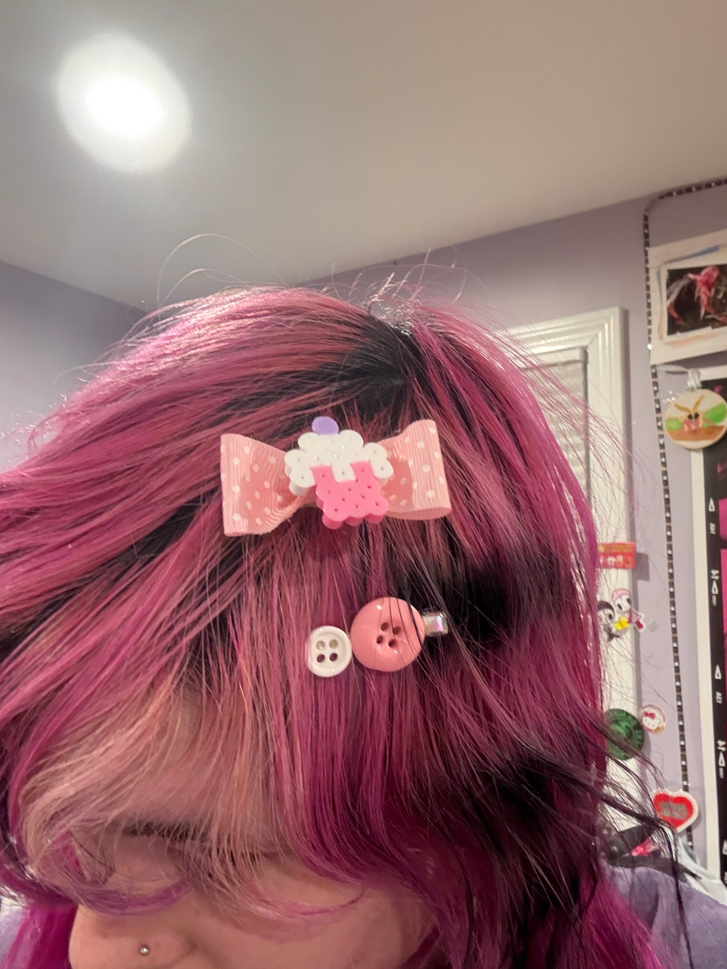 cupcake polka dot hairclips