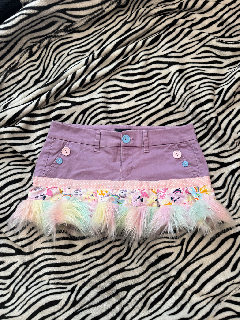 mlp fur trim button skirt size s