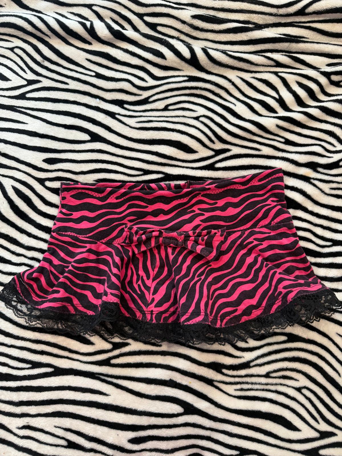 pink & black zebra bow skirt size xxs