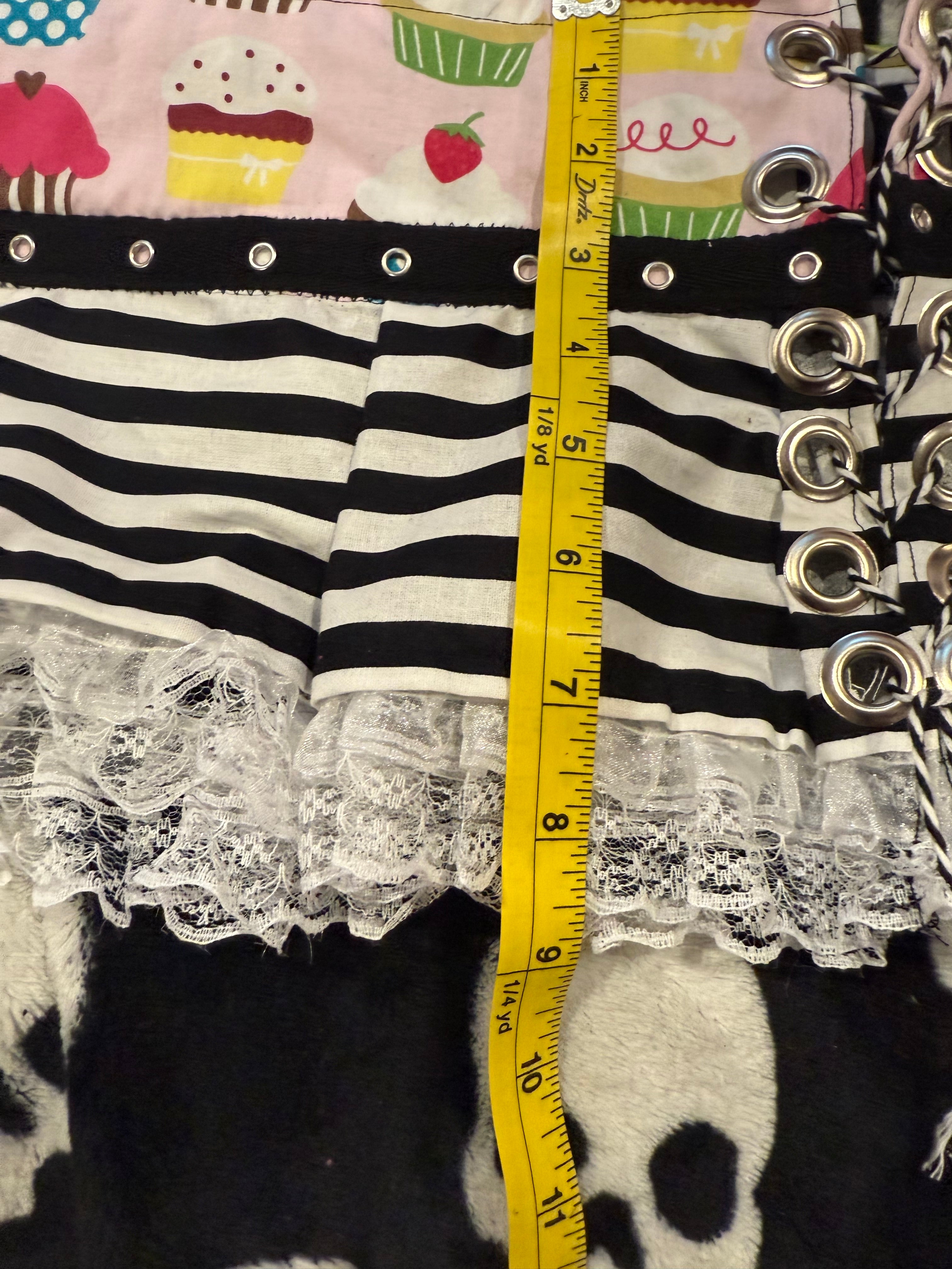striped cupcake lace up grommet skirt size s