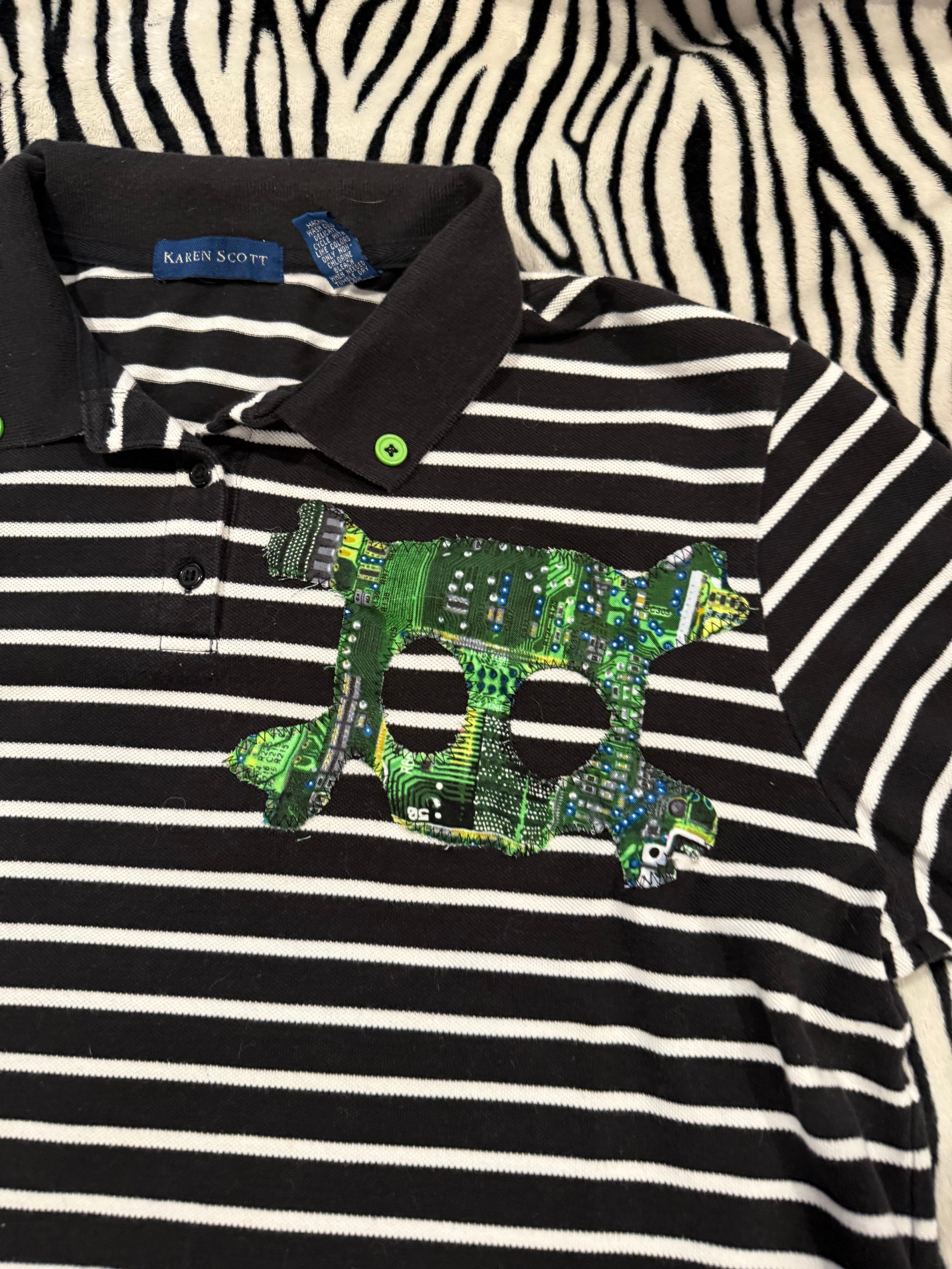 striped circuit board polo size xl