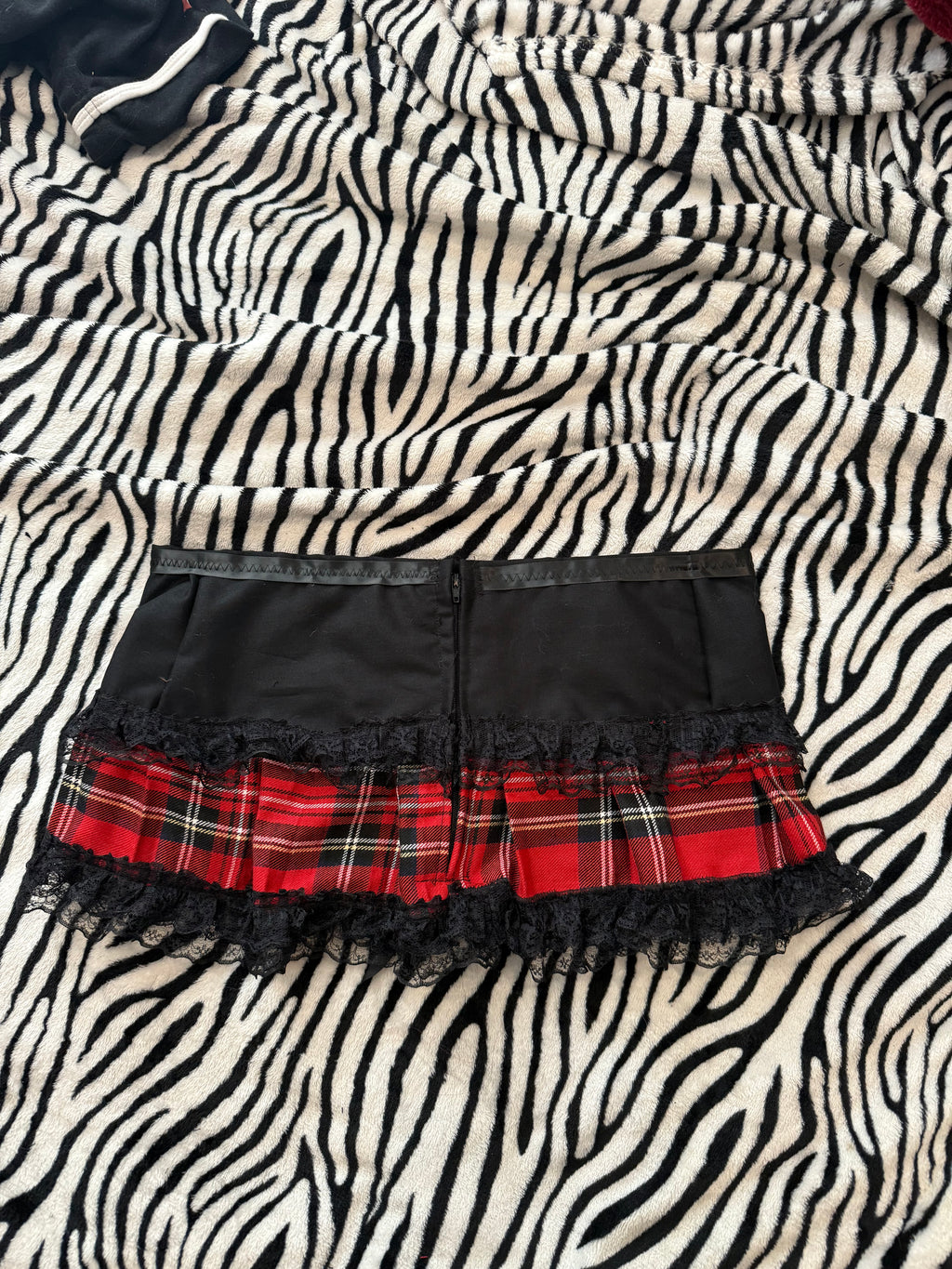 red & black flannel lace up skirt size xs