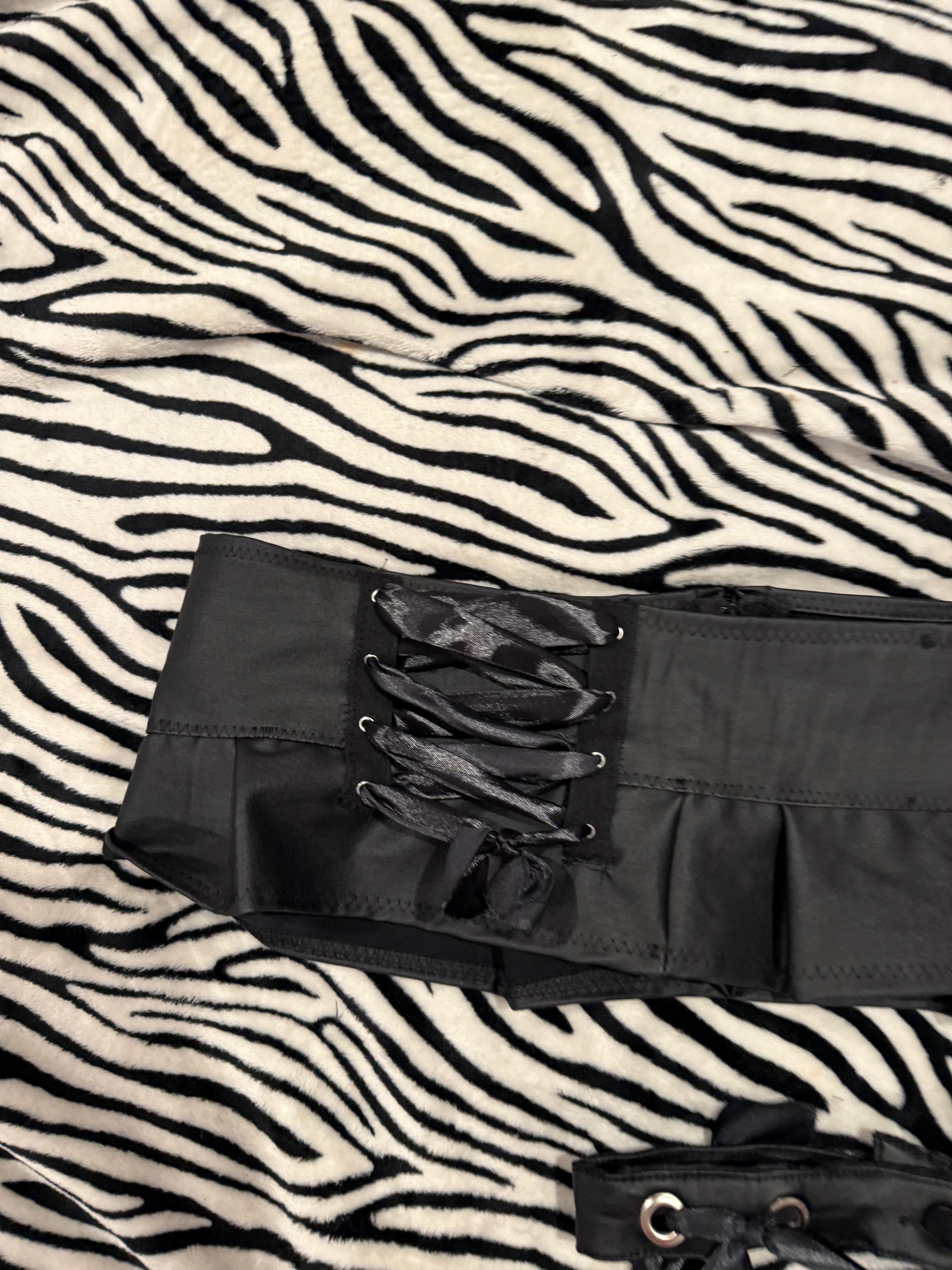 micro faux leather skirt & garter belt size m