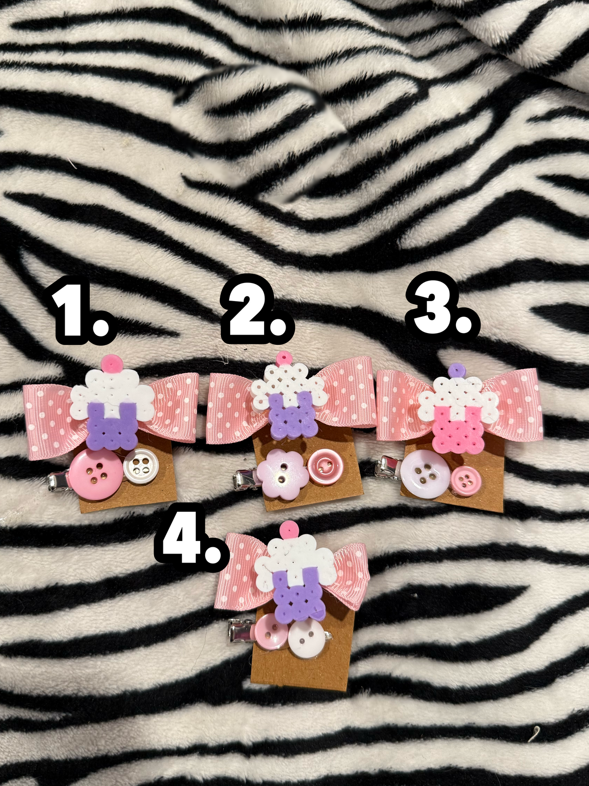 *flawed* polka dot perler hairclips
