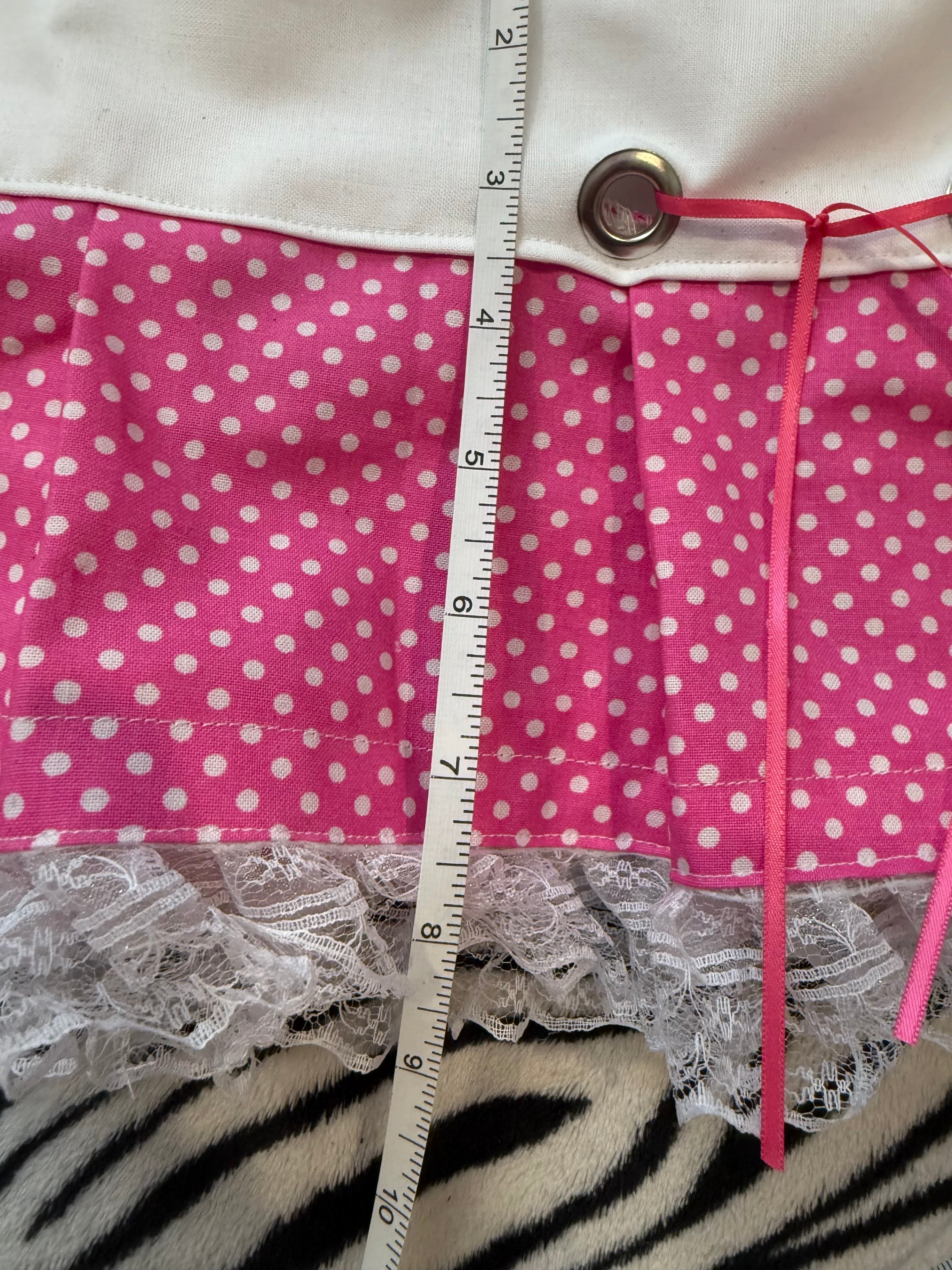 pink & white polka dot lace up mini skirt size xs