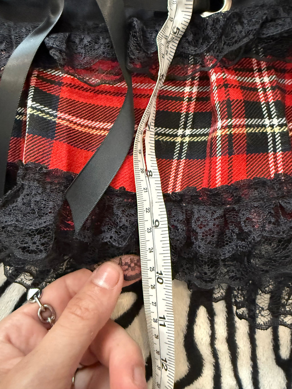 red & black flannel lace up skirt size xs