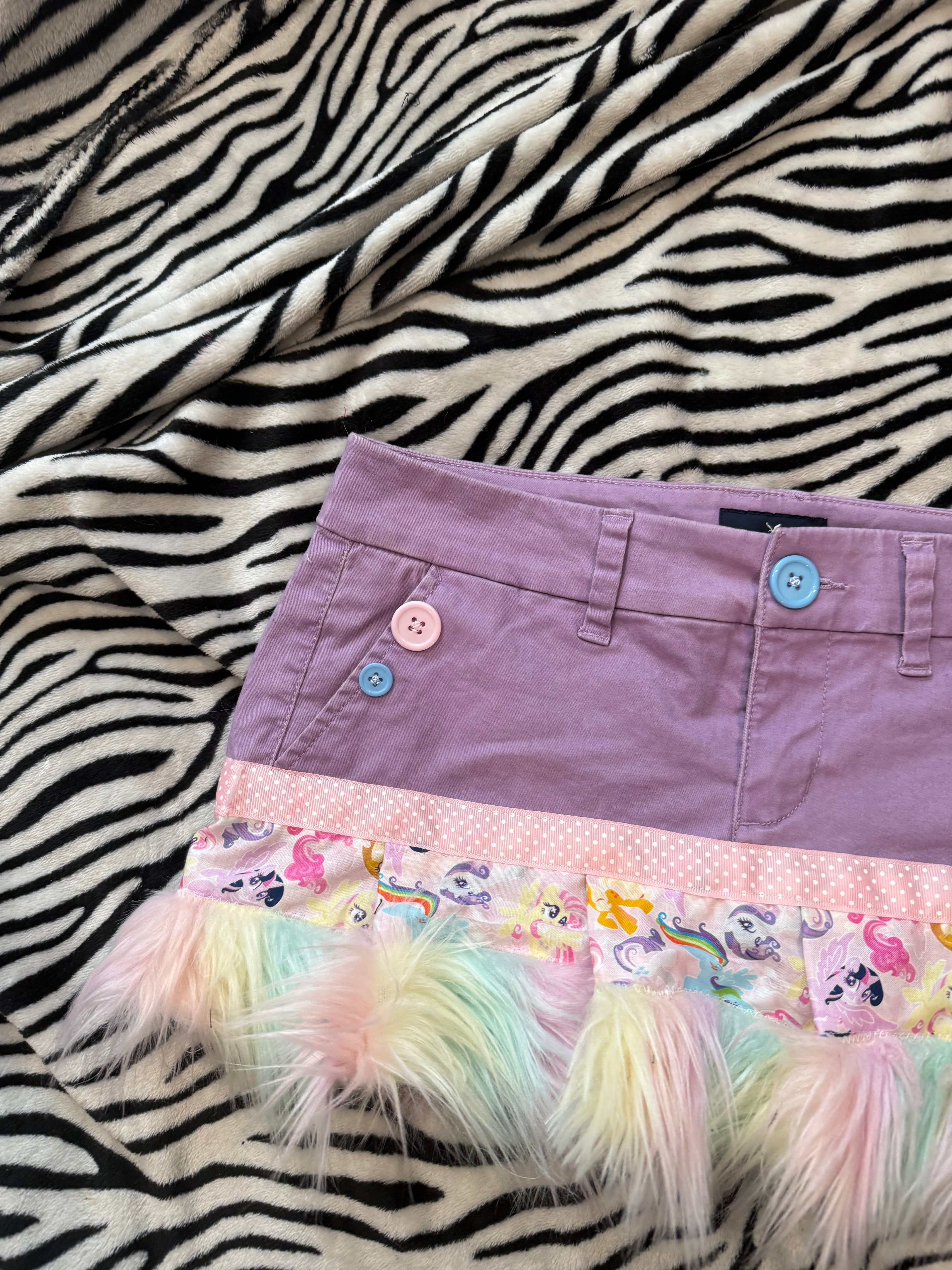 mlp fur trim button skirt size s