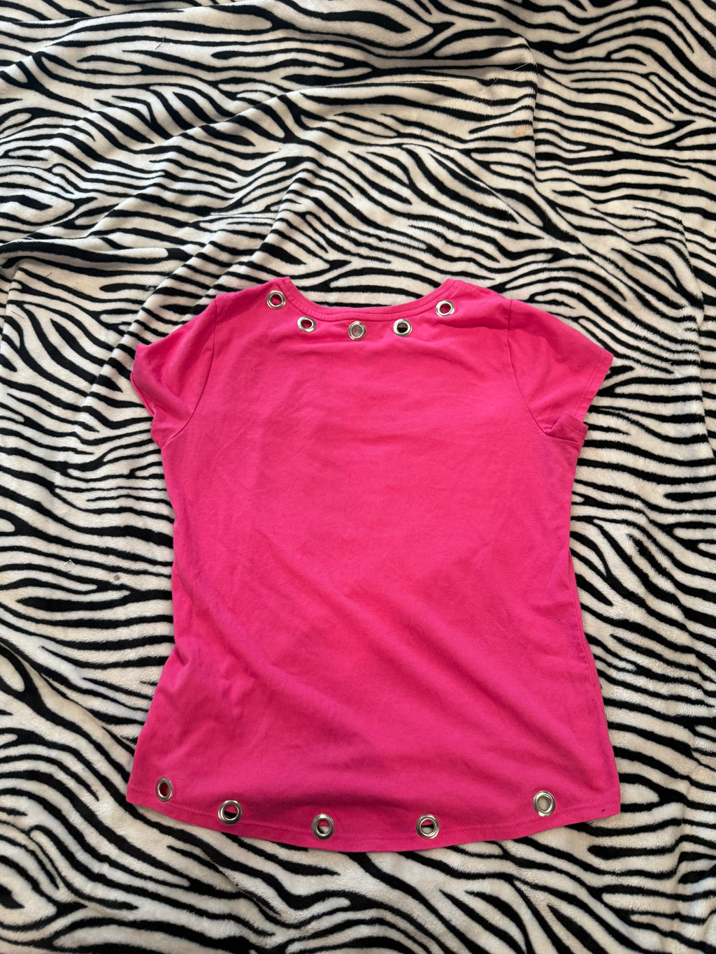 plaid skull grommet top size s