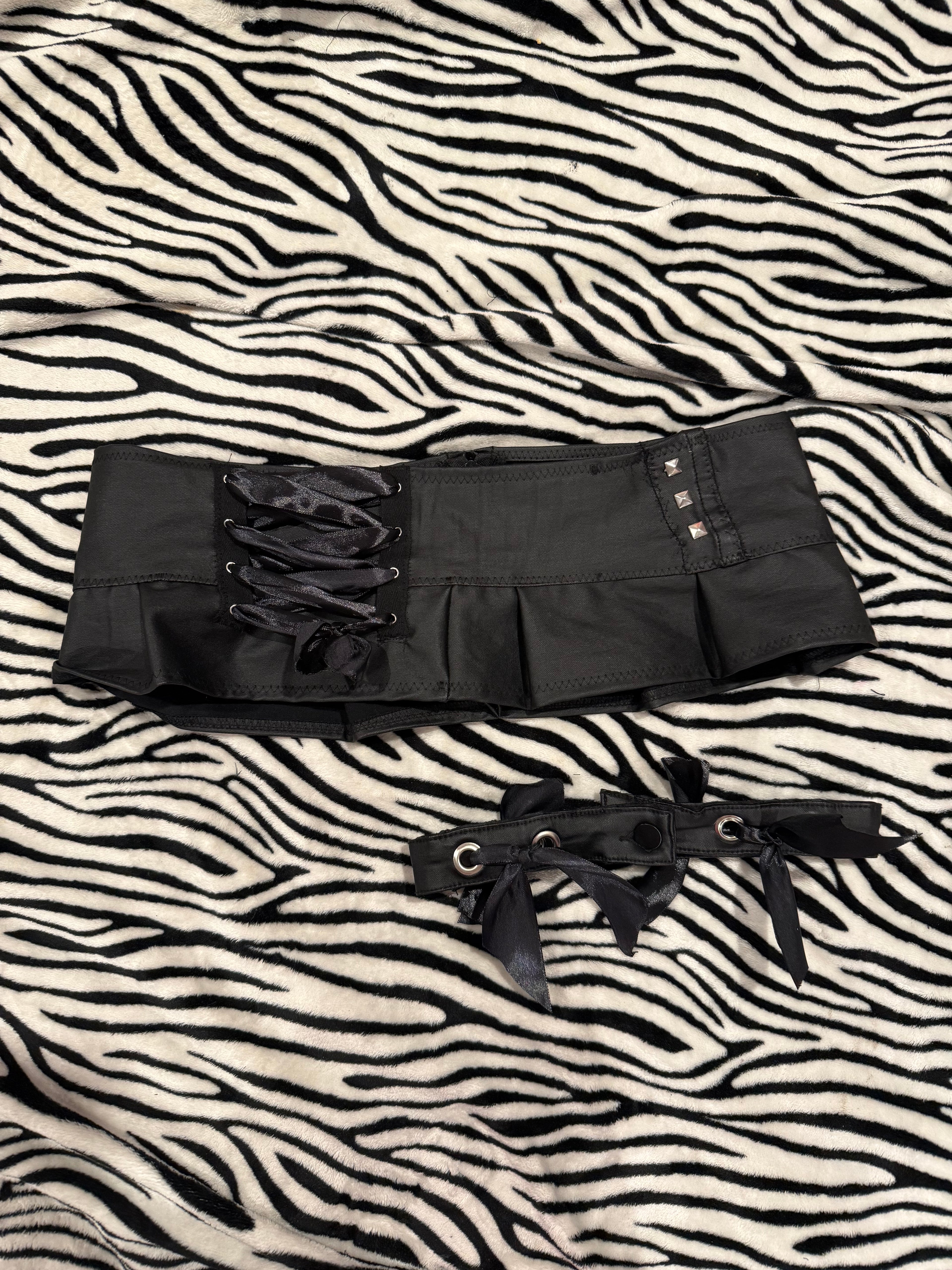 micro faux leather skirt & garter belt size m