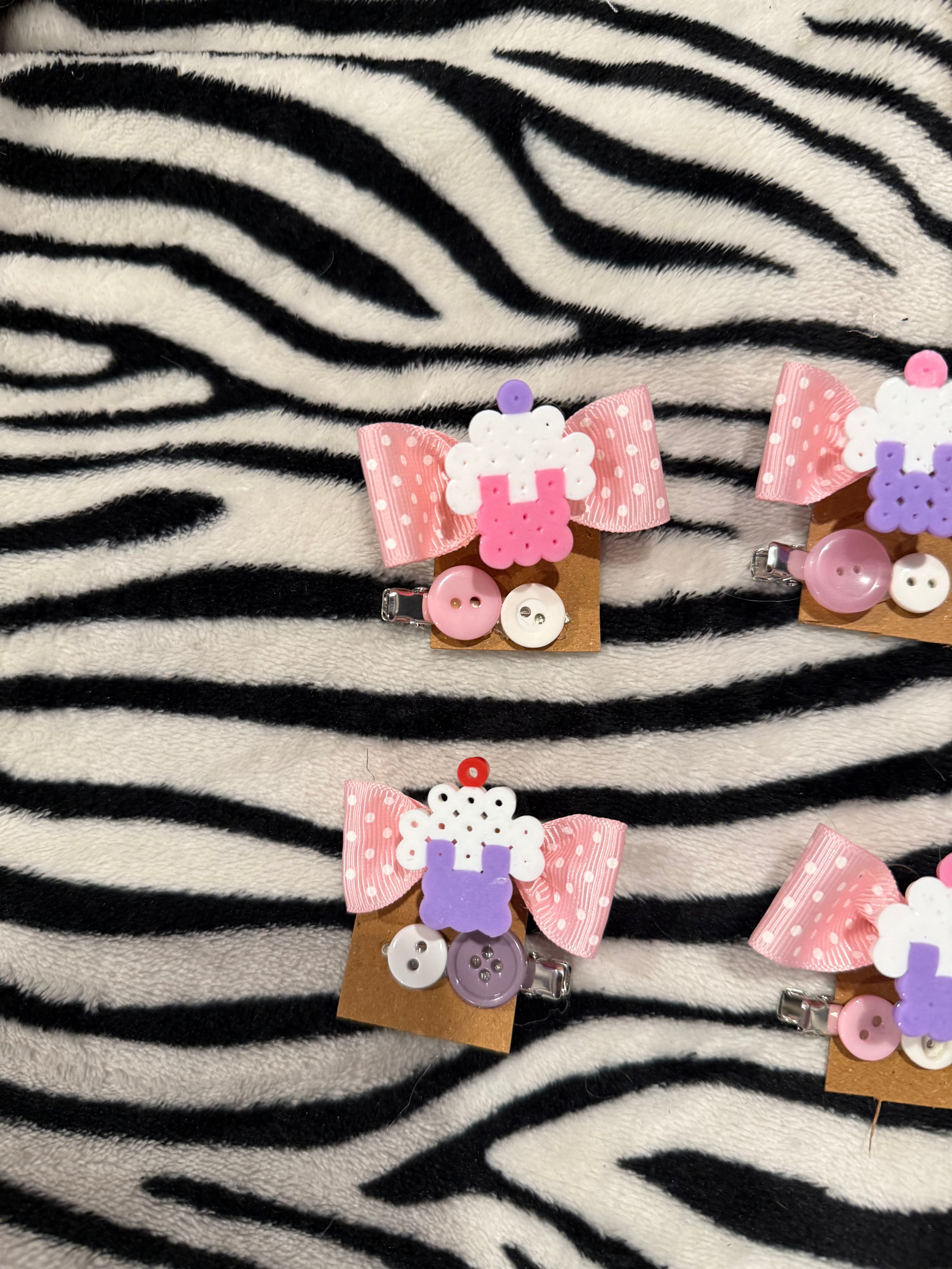 cupcake polka dot hairclips