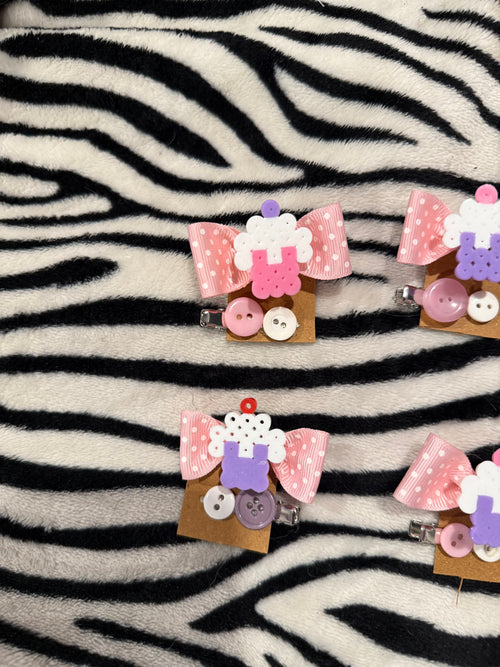 cupcake polka dot hairclips