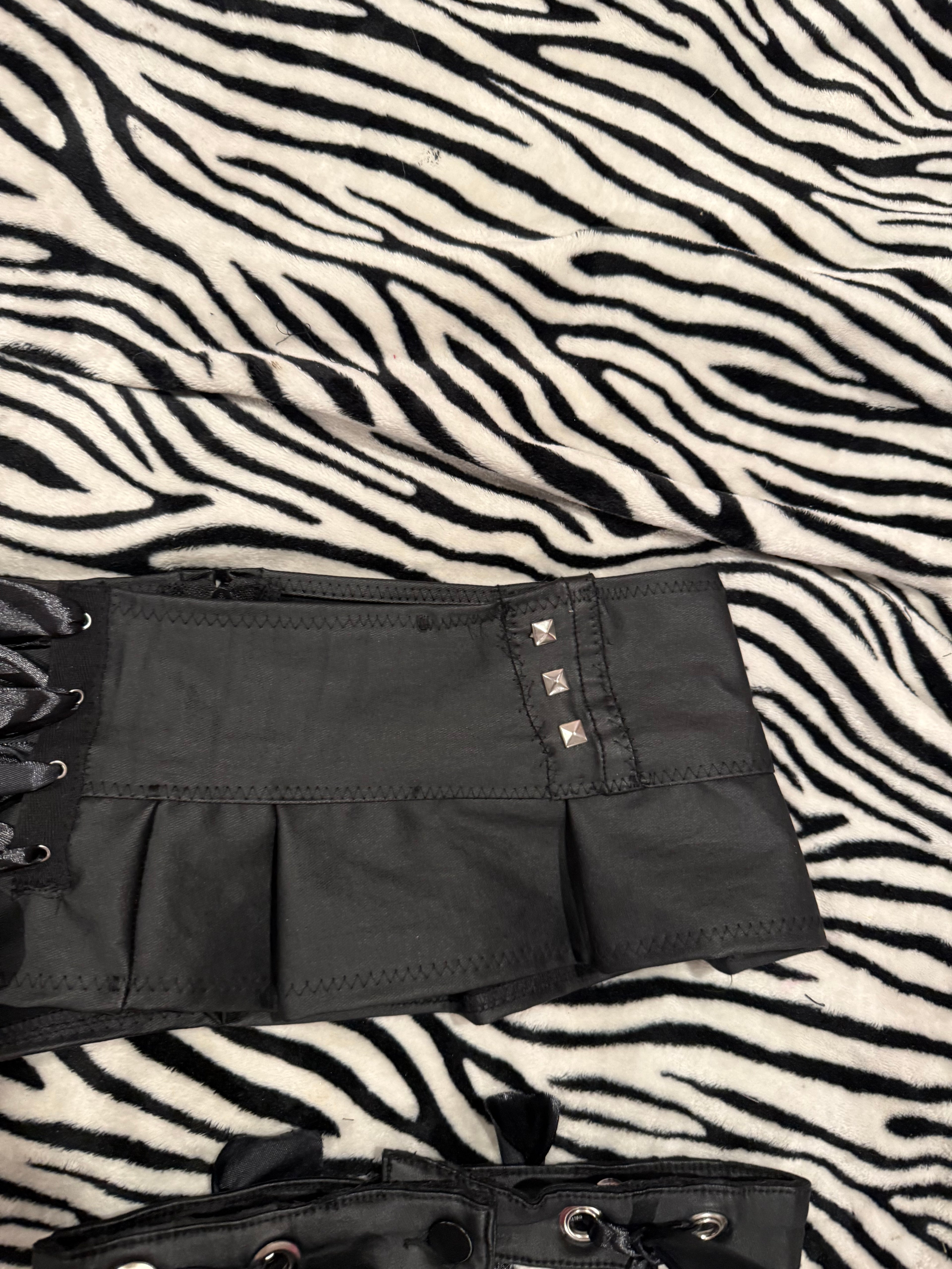 micro faux leather skirt & garter belt size m