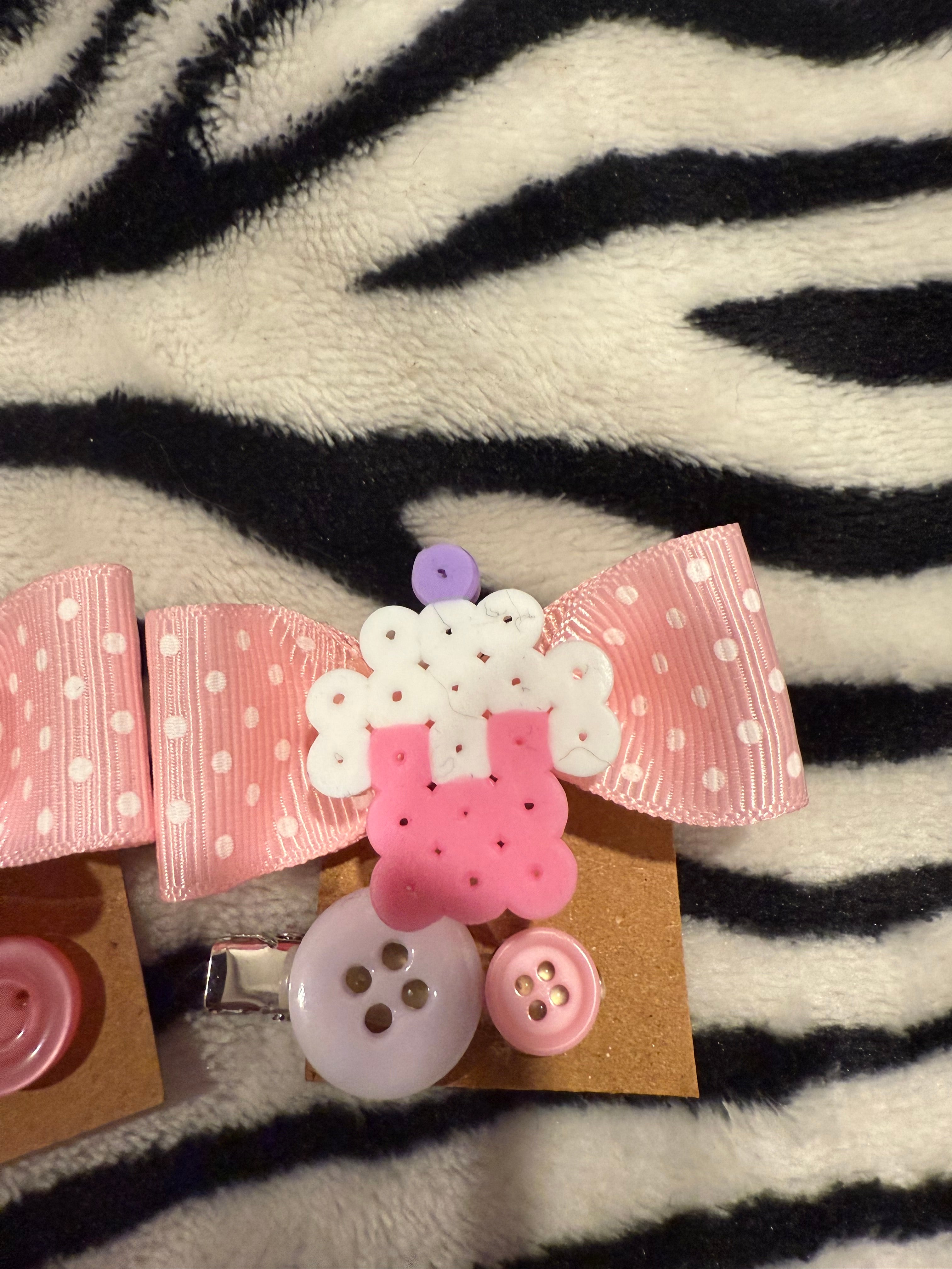 *flawed* polka dot perler hairclips